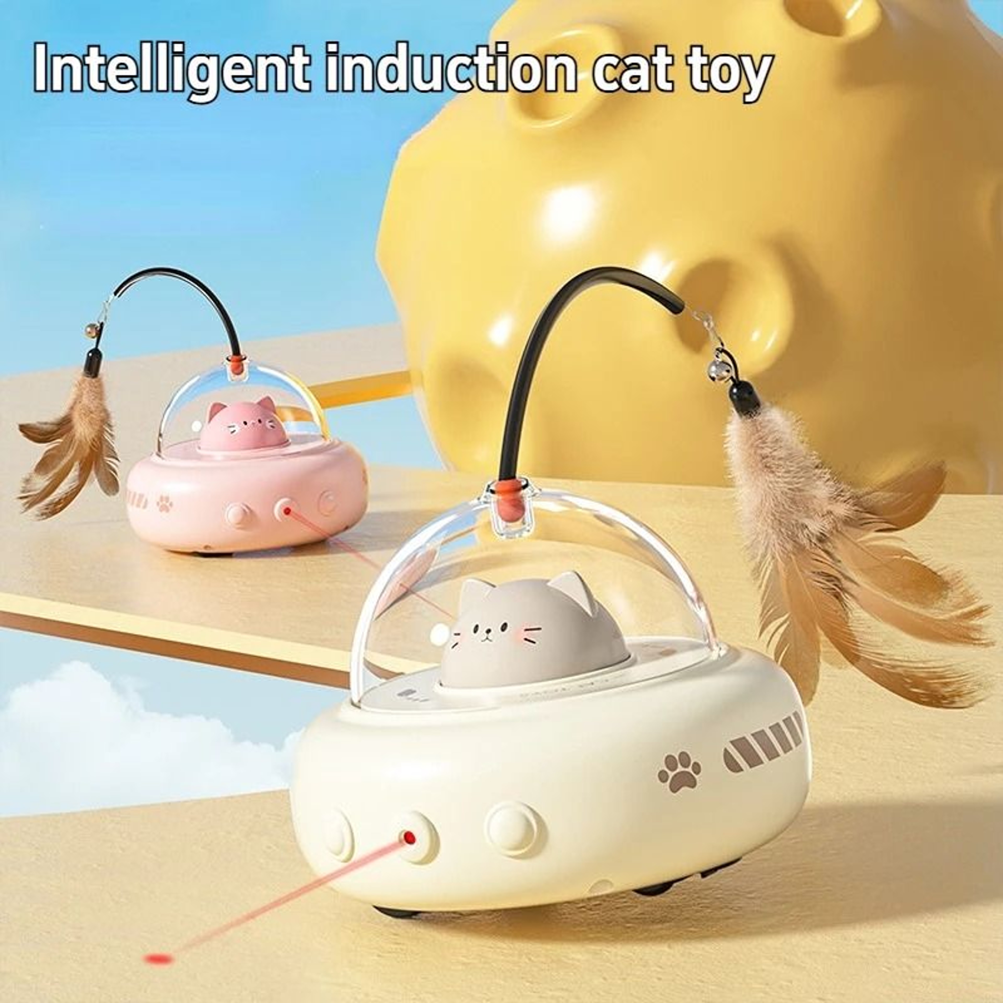 Electric Interactive Cat Toy Smart Cat Teaser Toy With Feather And Bell 3