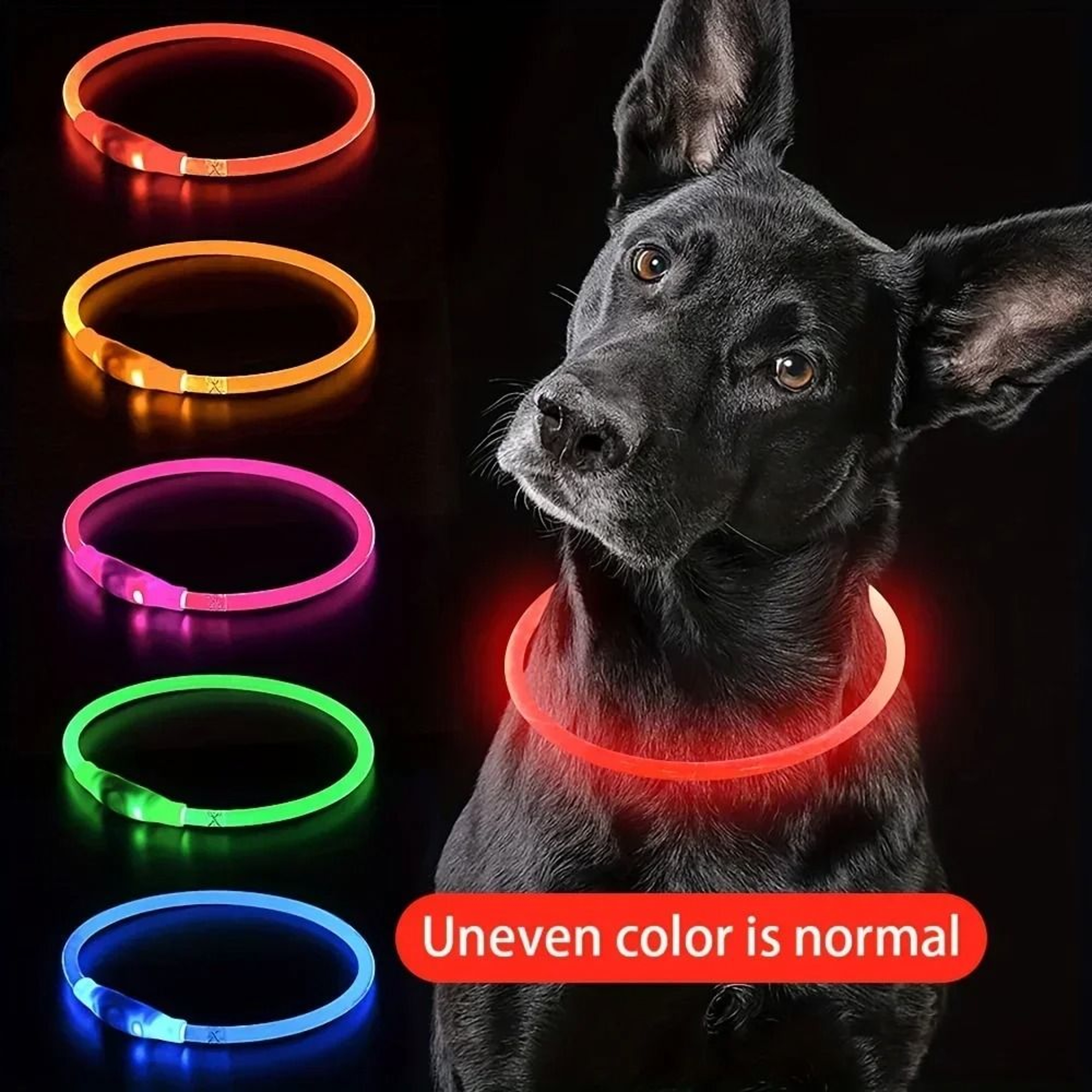 USB Rechargeable LED Dog Collar Fiber Optic Light Up Dog Collar For Night Safety 12