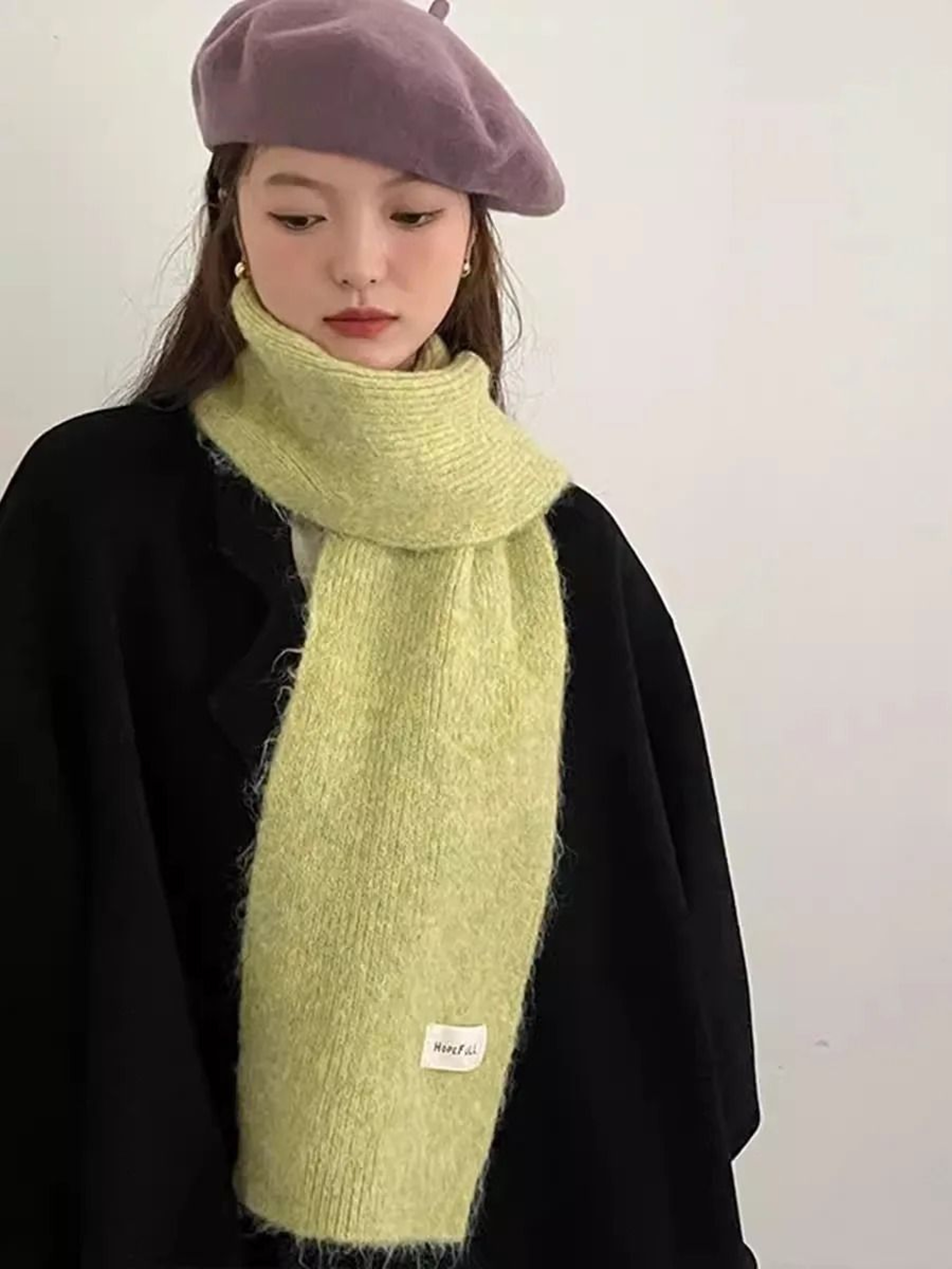 Soft Knitted Winter Scarf Warm Wool Neck Warmer Solid Color Cold Weather Scarf For Girls 5