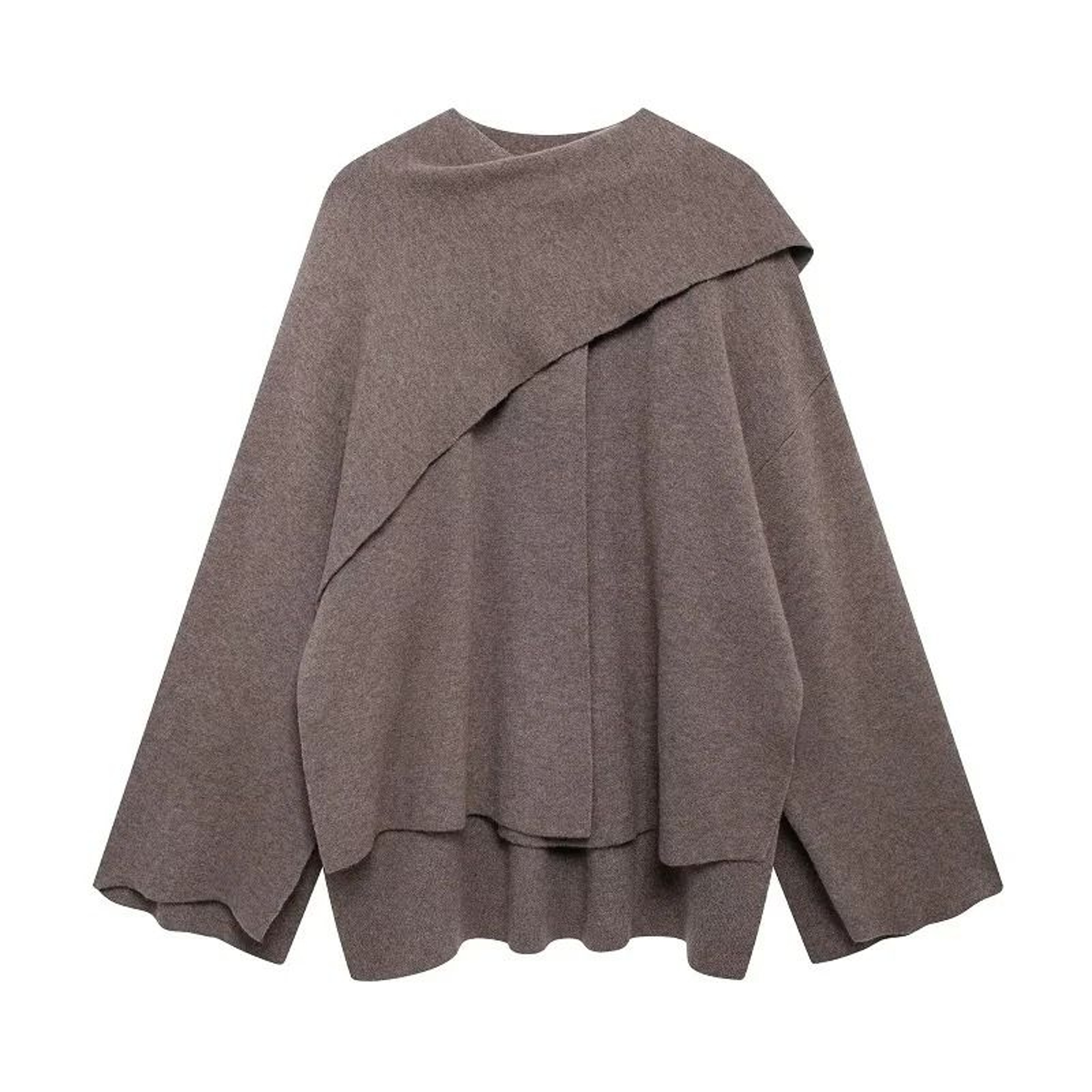 Elegant Womens Knit Cape Coat Scarf Collar Winter Poncho Cardigan 1