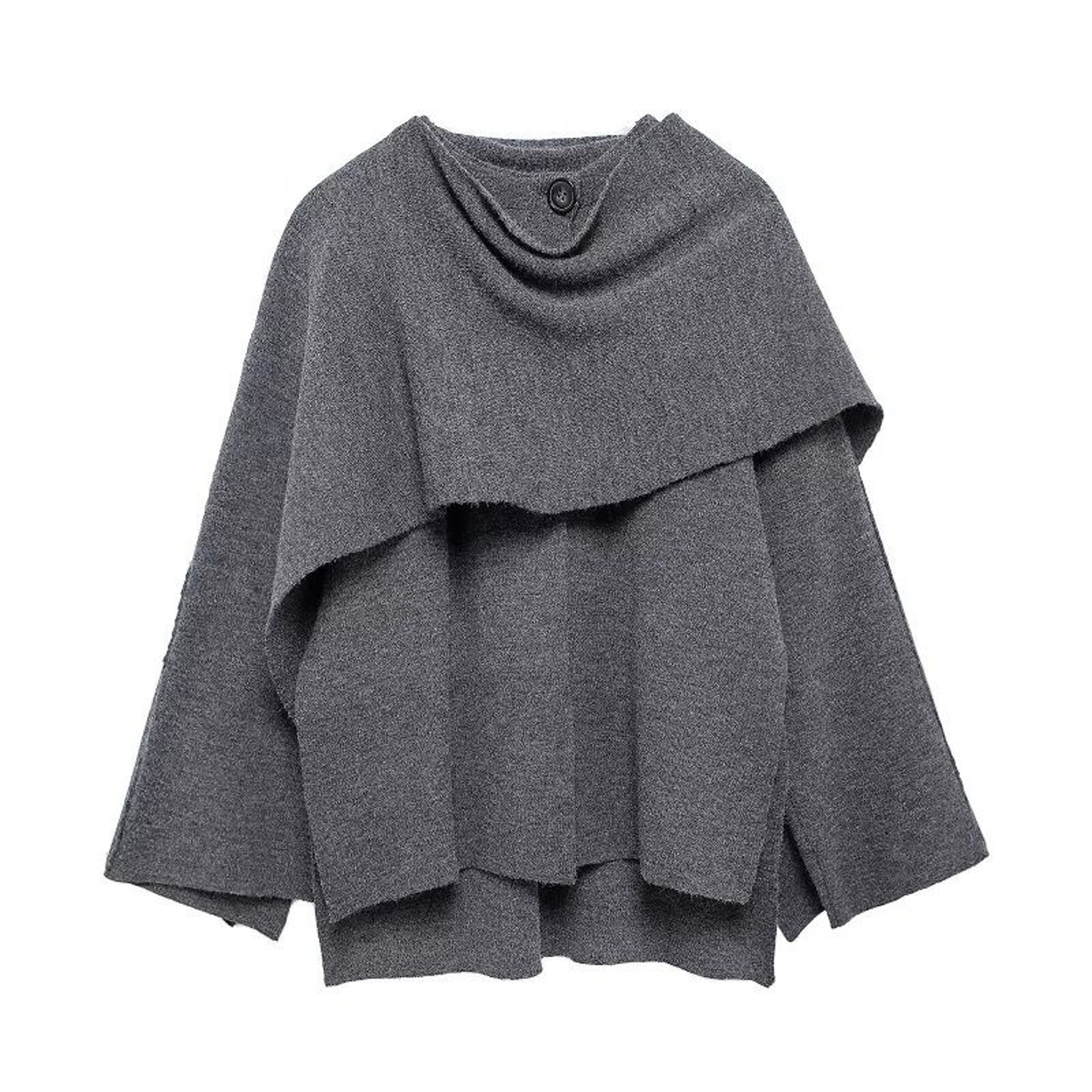 Elegant Womens Knit Cape Coat Scarf Collar Winter Poncho Cardigan 2