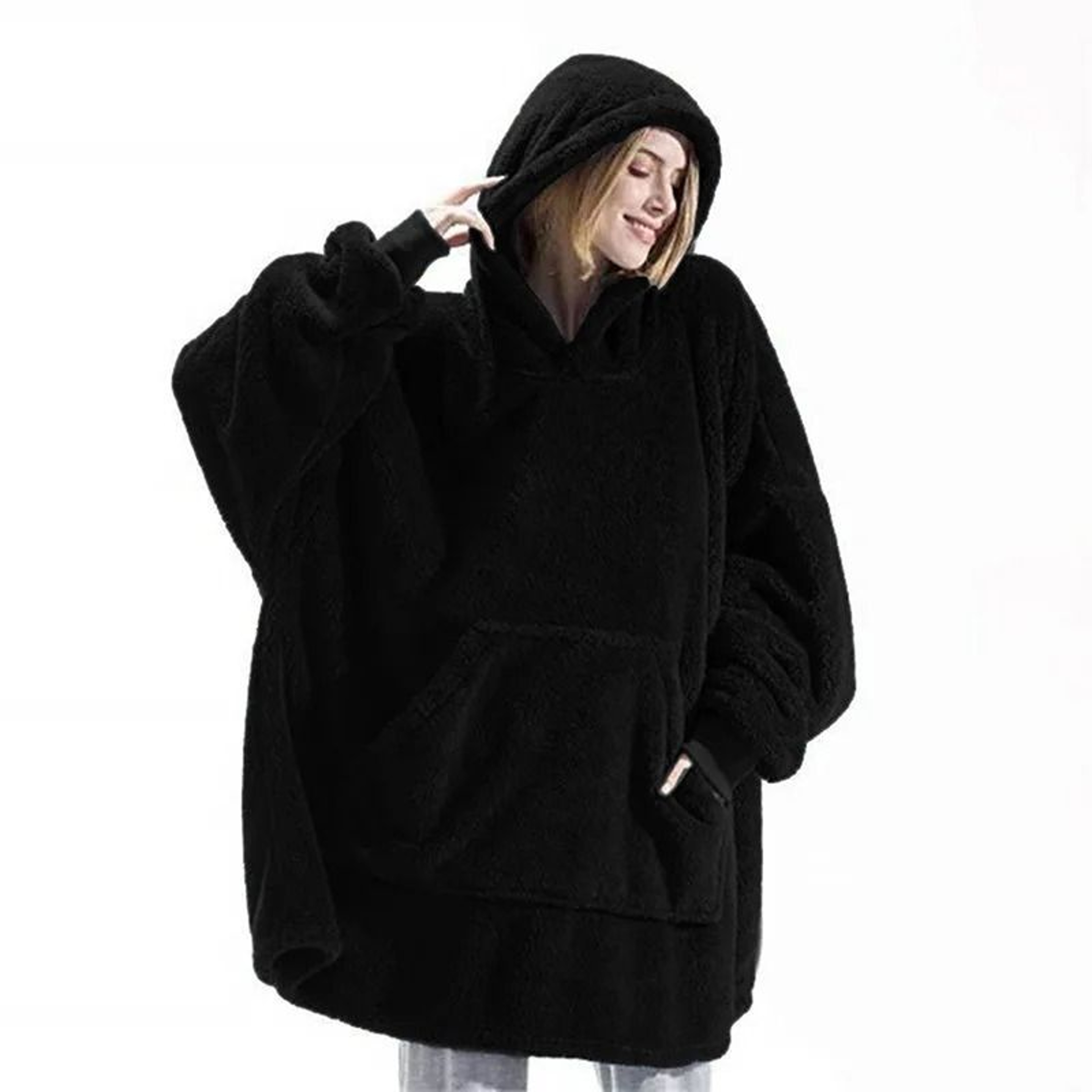 Cozy Double Fleece Hooded Pullover Womens Warm Winter Long Hoodie 17