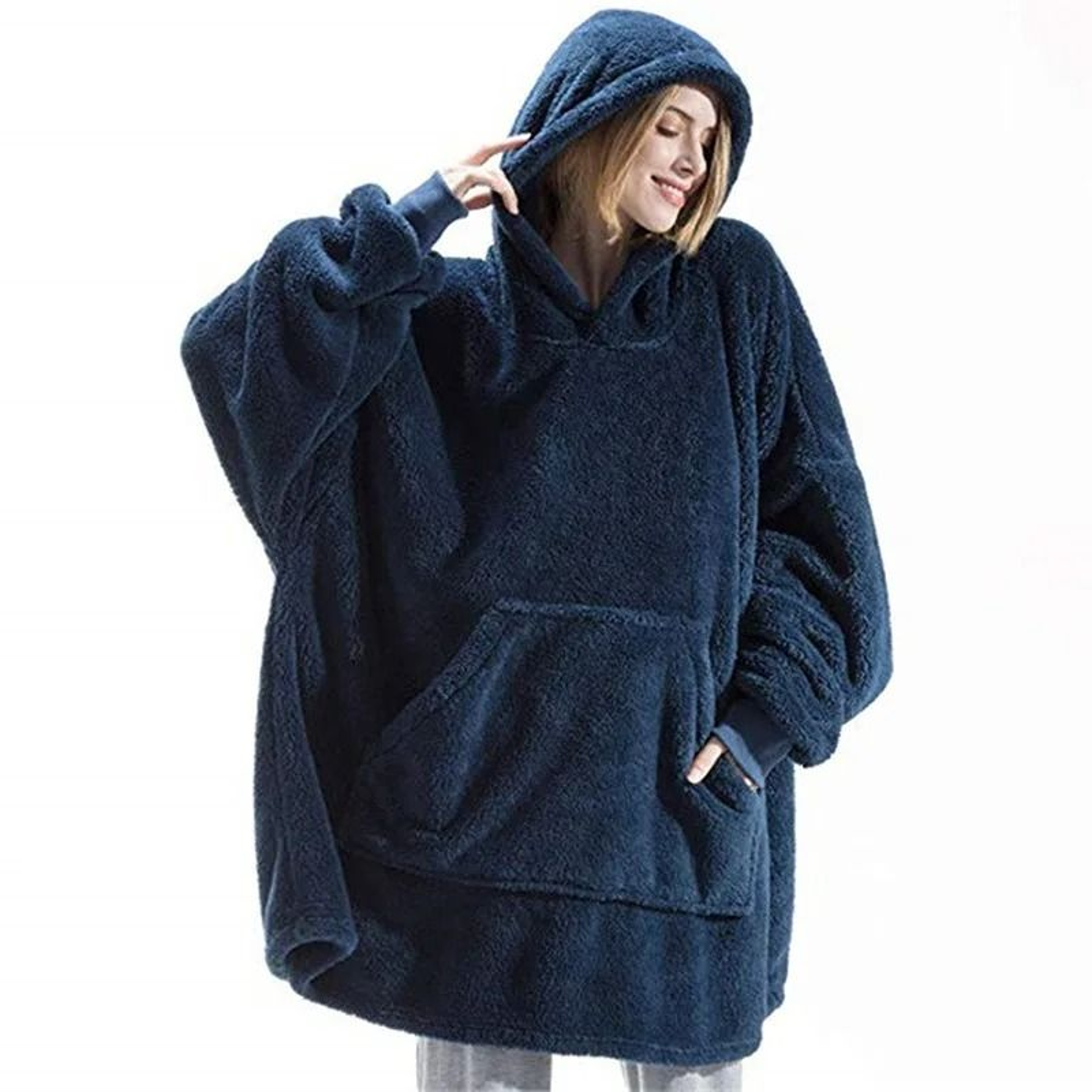 Cozy Double Fleece Hooded Pullover Womens Warm Winter Long Hoodie 1