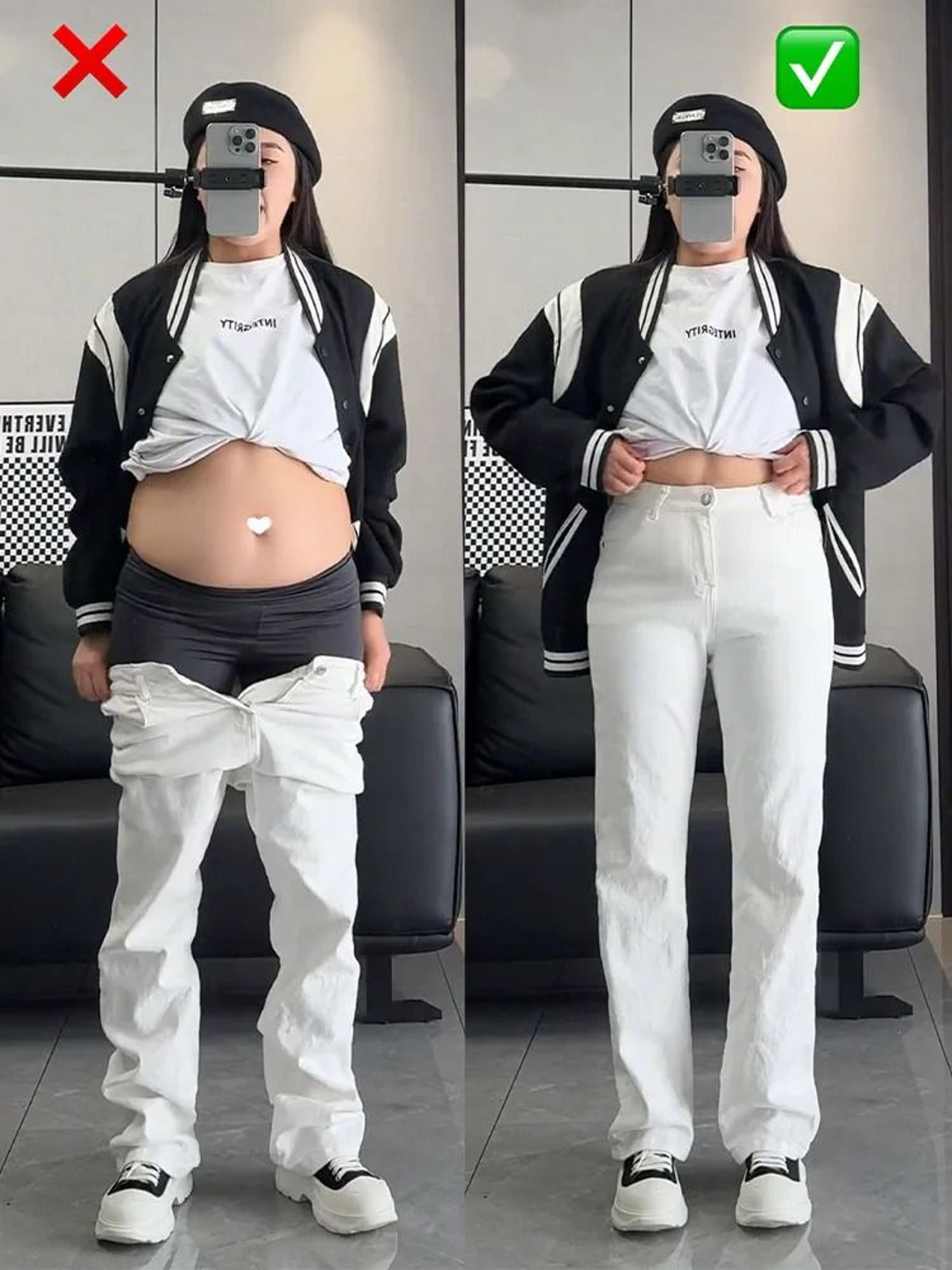 Womens High Waist White Wide Leg Jeans Loose Straight Denim Pants 0