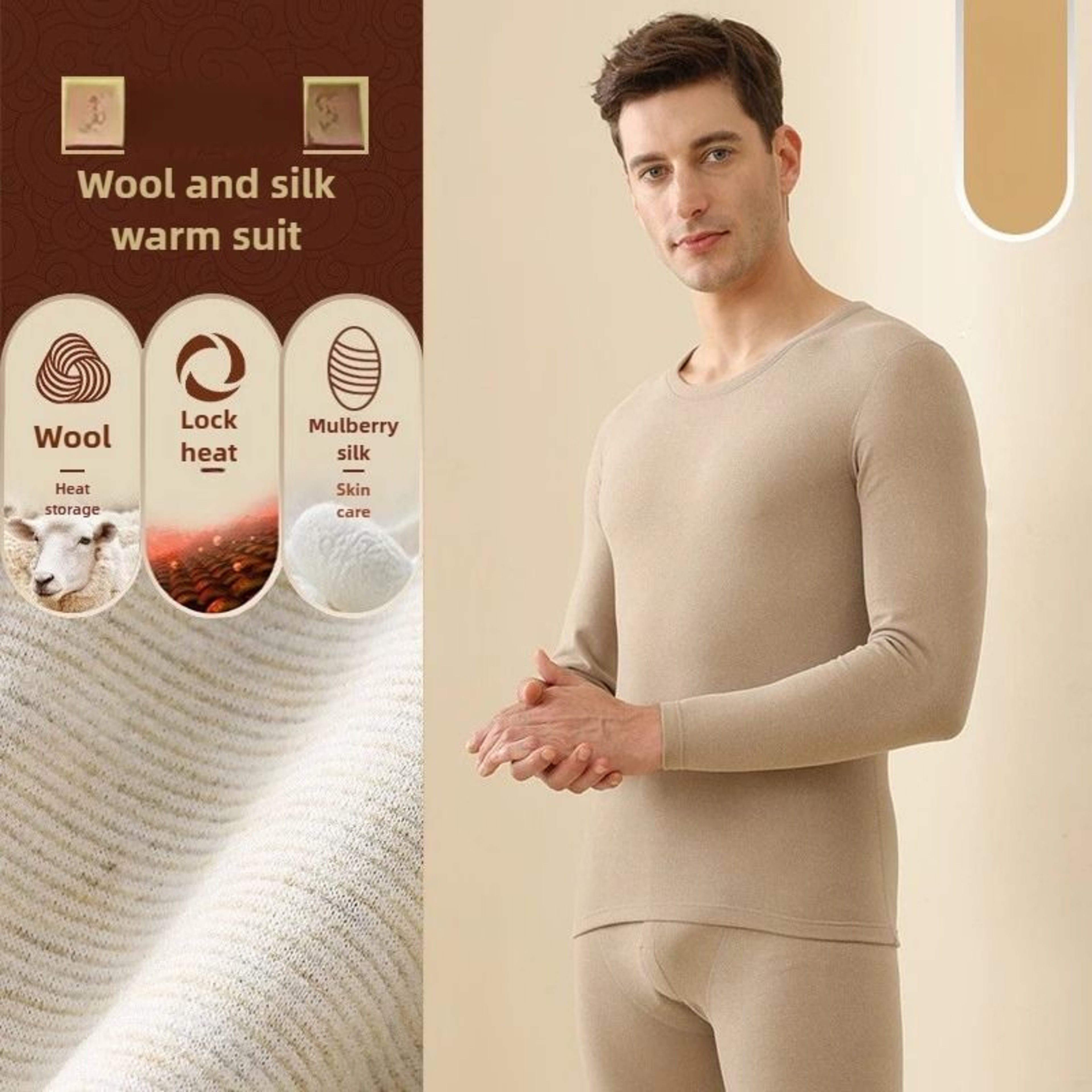 Mens Fleece Lined Thermal Underwear Set Warm Winter Base Layer 8