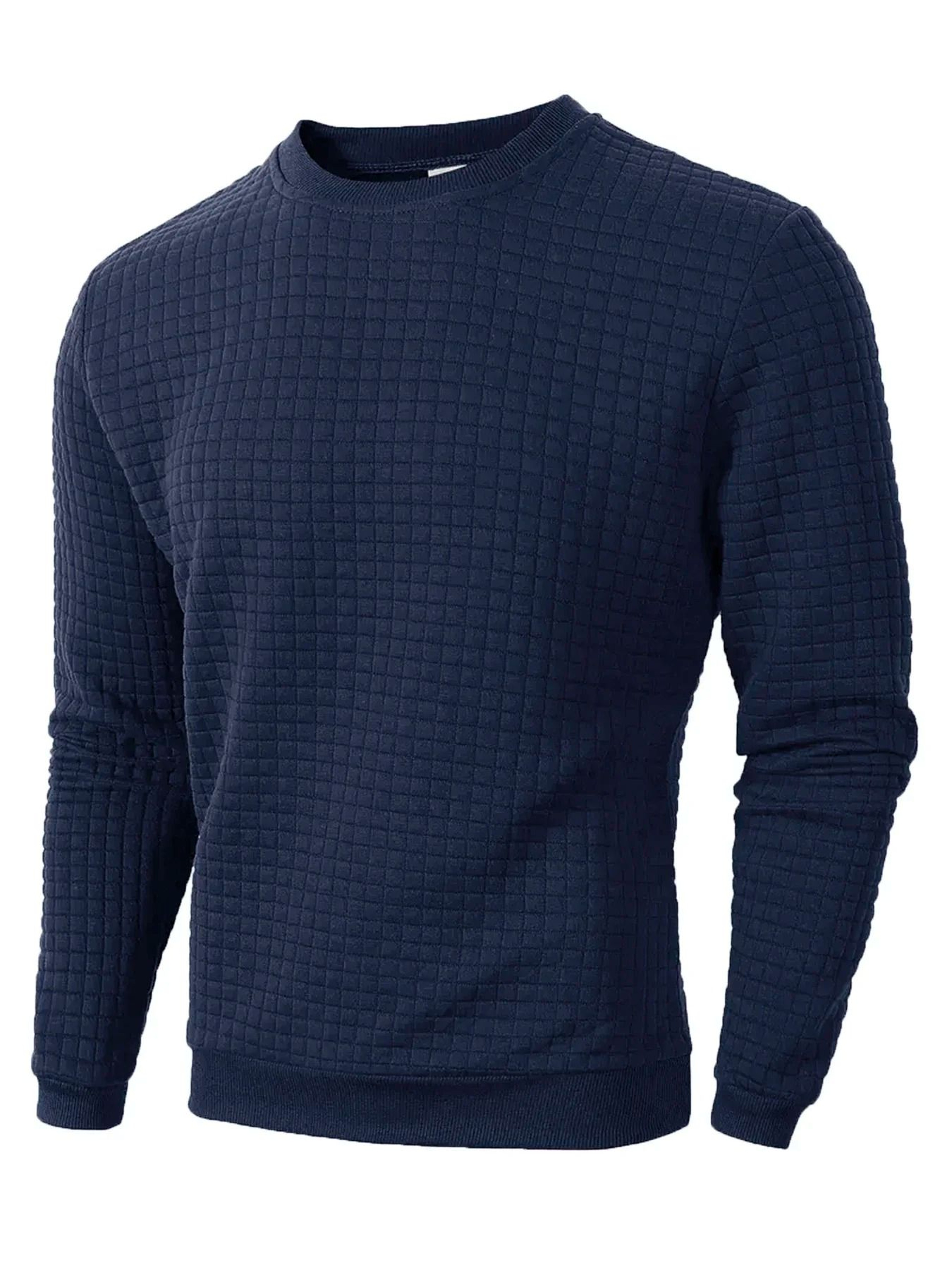 Mens Jacquard Knit Sweater Crew Neck Slim Fit Casual Pullover 5