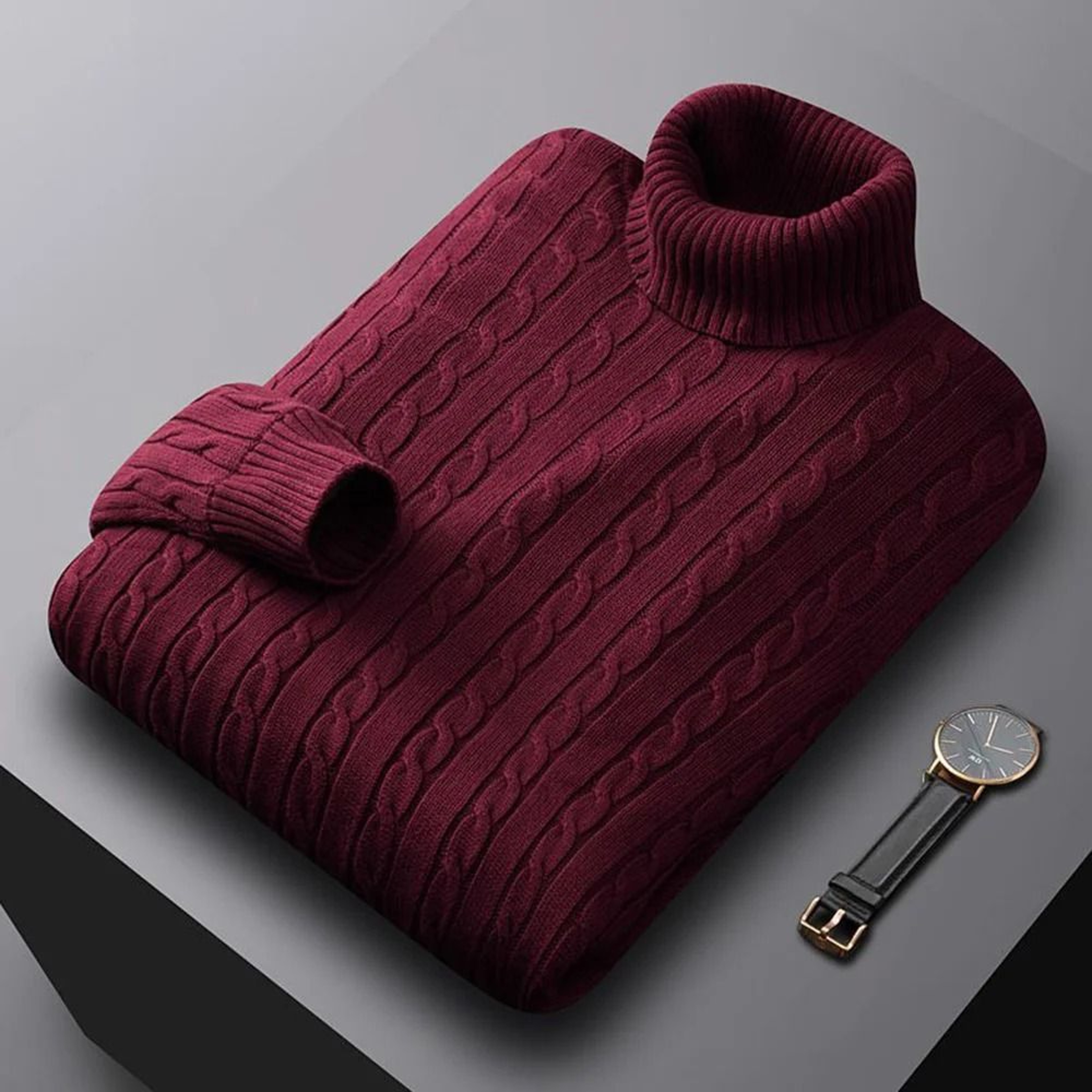 Mens Turtleneck Knit Sweater Warm High Neck Casual Pullover 0