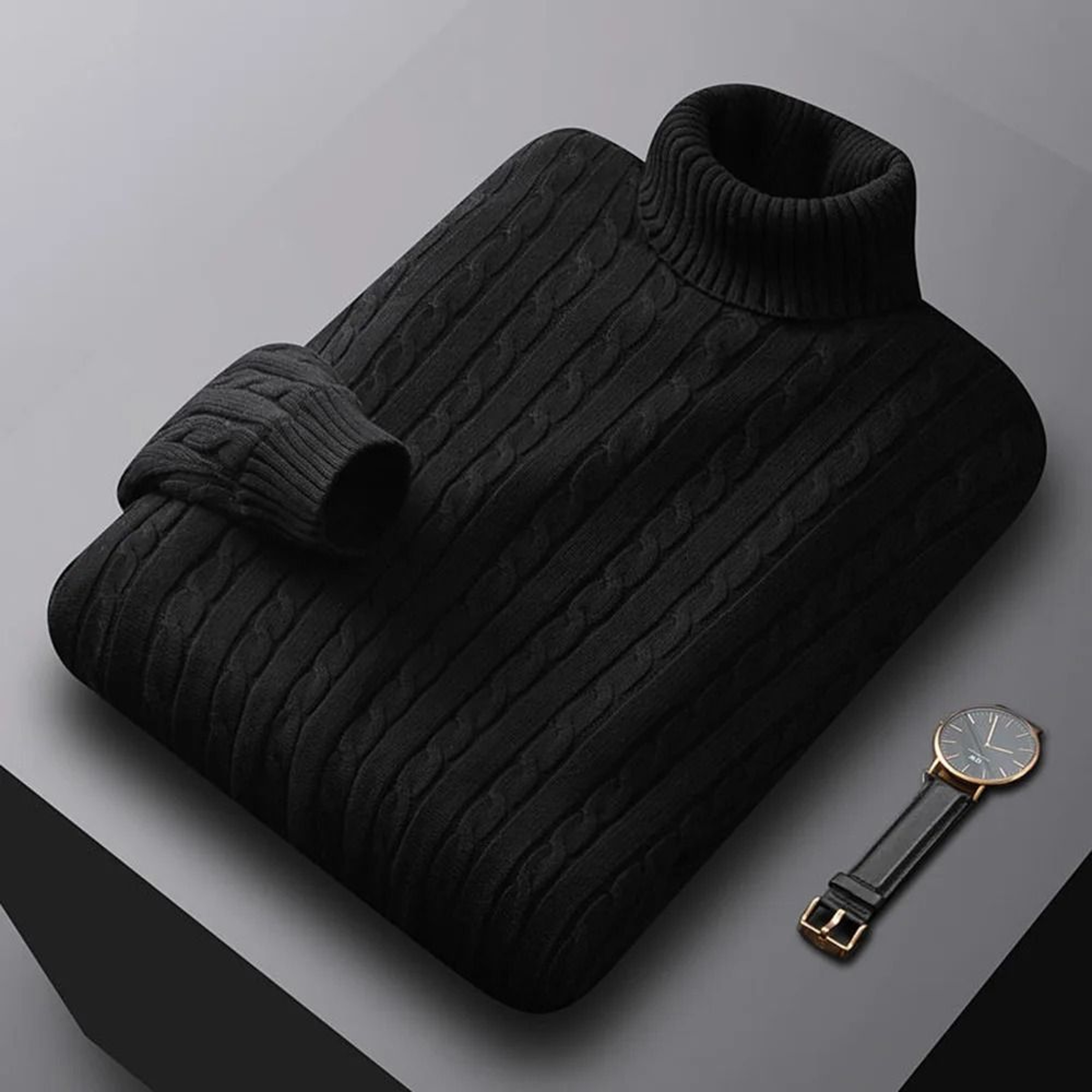 Mens Turtleneck Knit Sweater Warm High Neck Casual Pullover 2