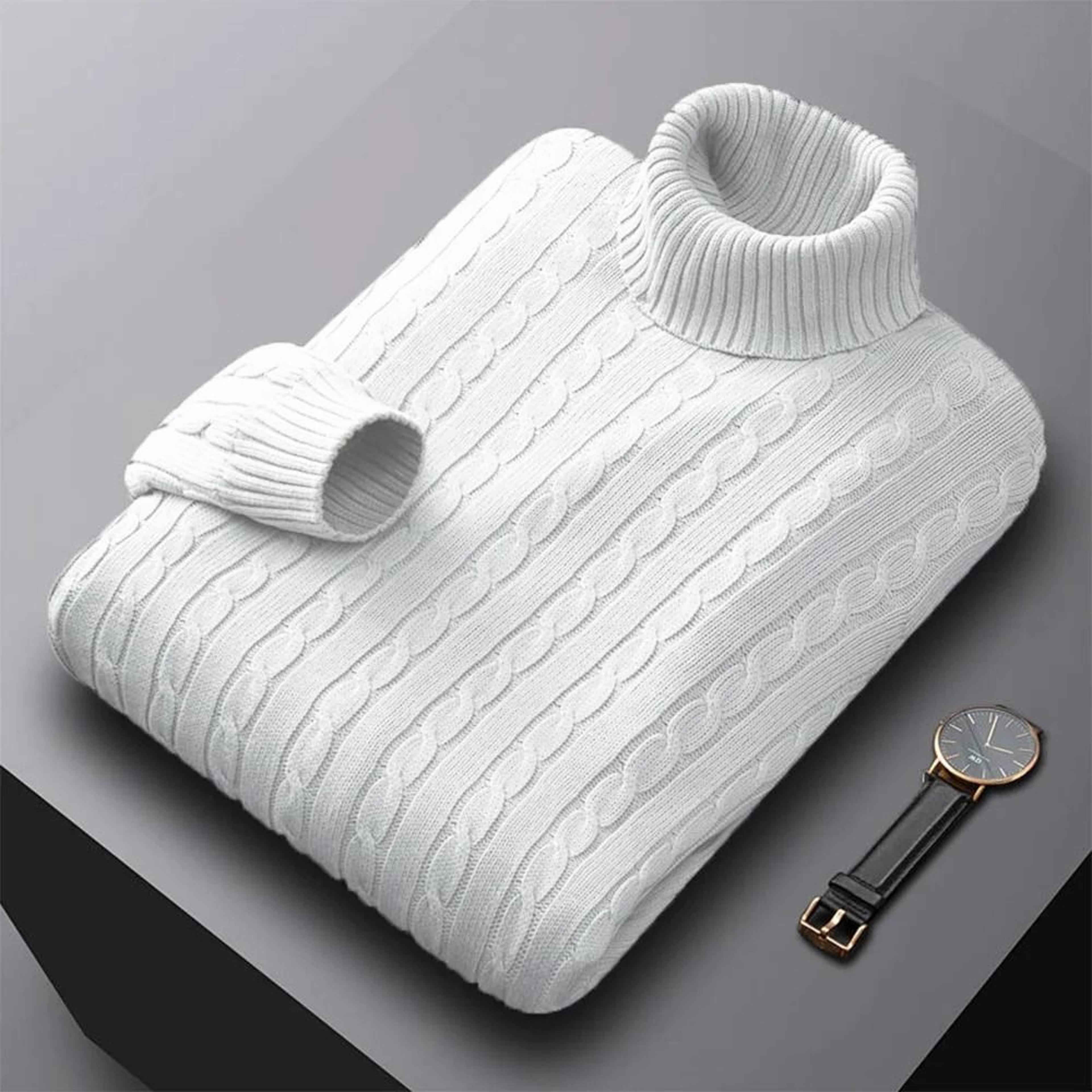 Mens Turtleneck Knit Sweater Warm High Neck Casual Pullover 6