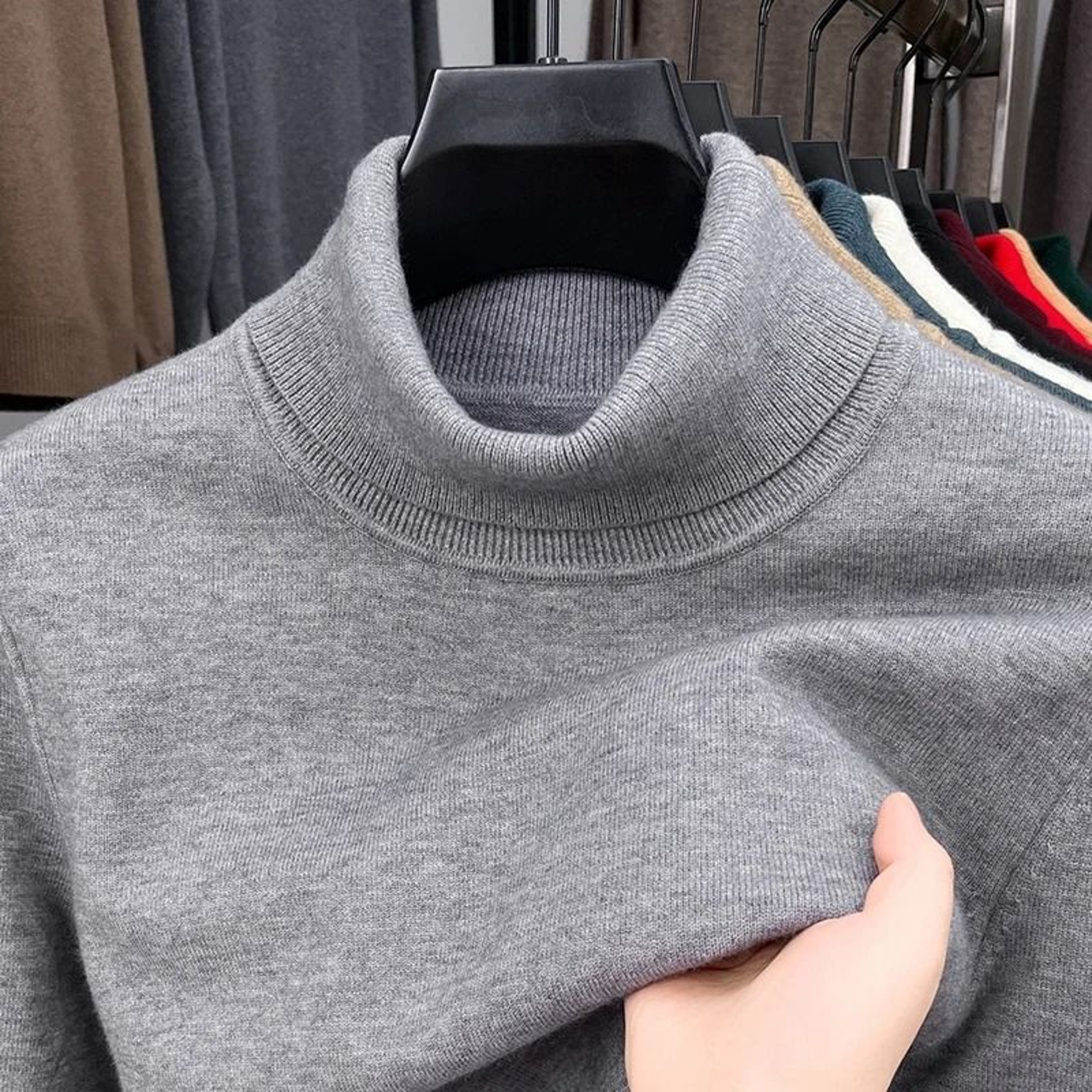 Mens Slim Fit Turtleneck Sweater Anti Pilling Knit Pullover 4