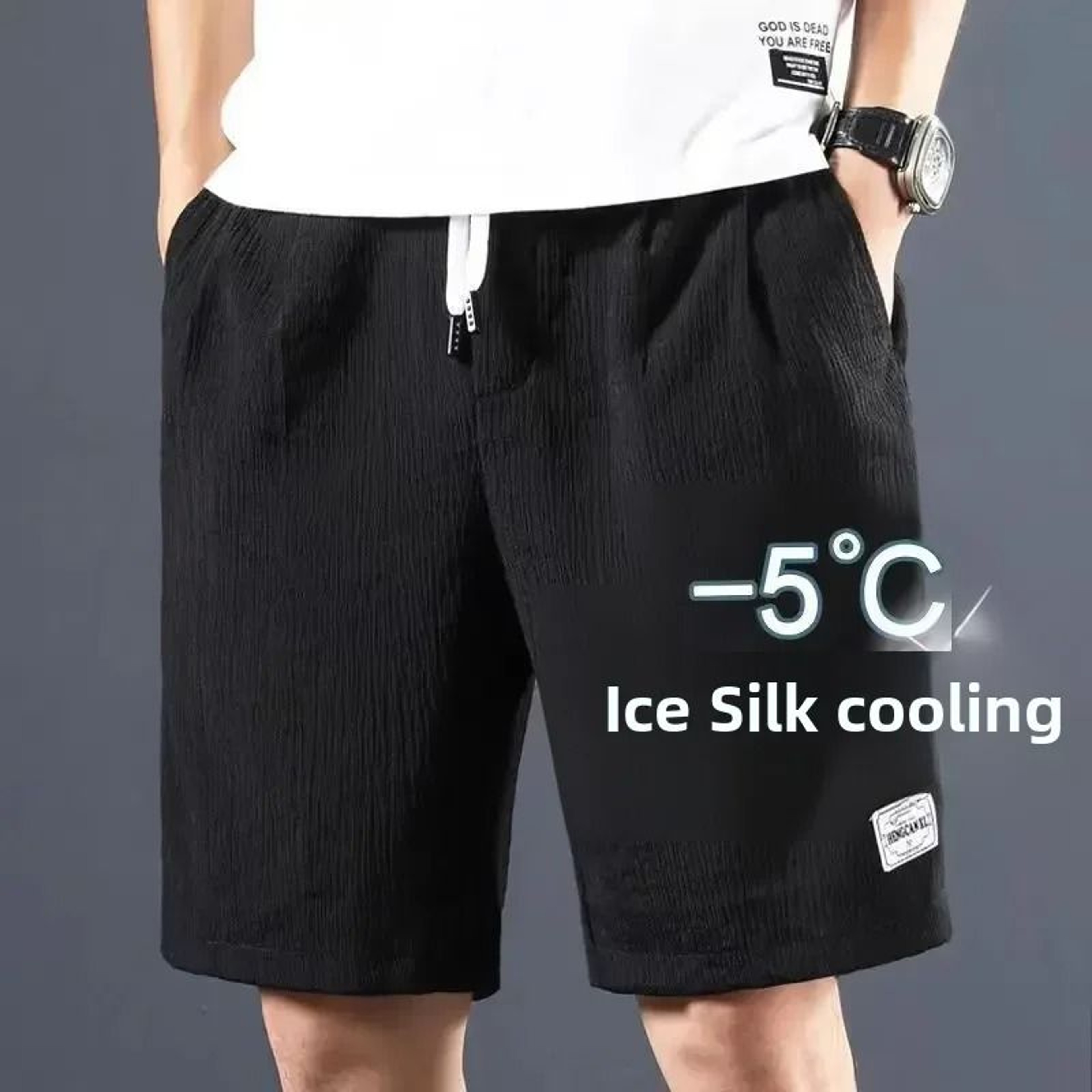 Mens Ice Silk Casual Shorts Lightweight Loose Fit Summer Shorts 7