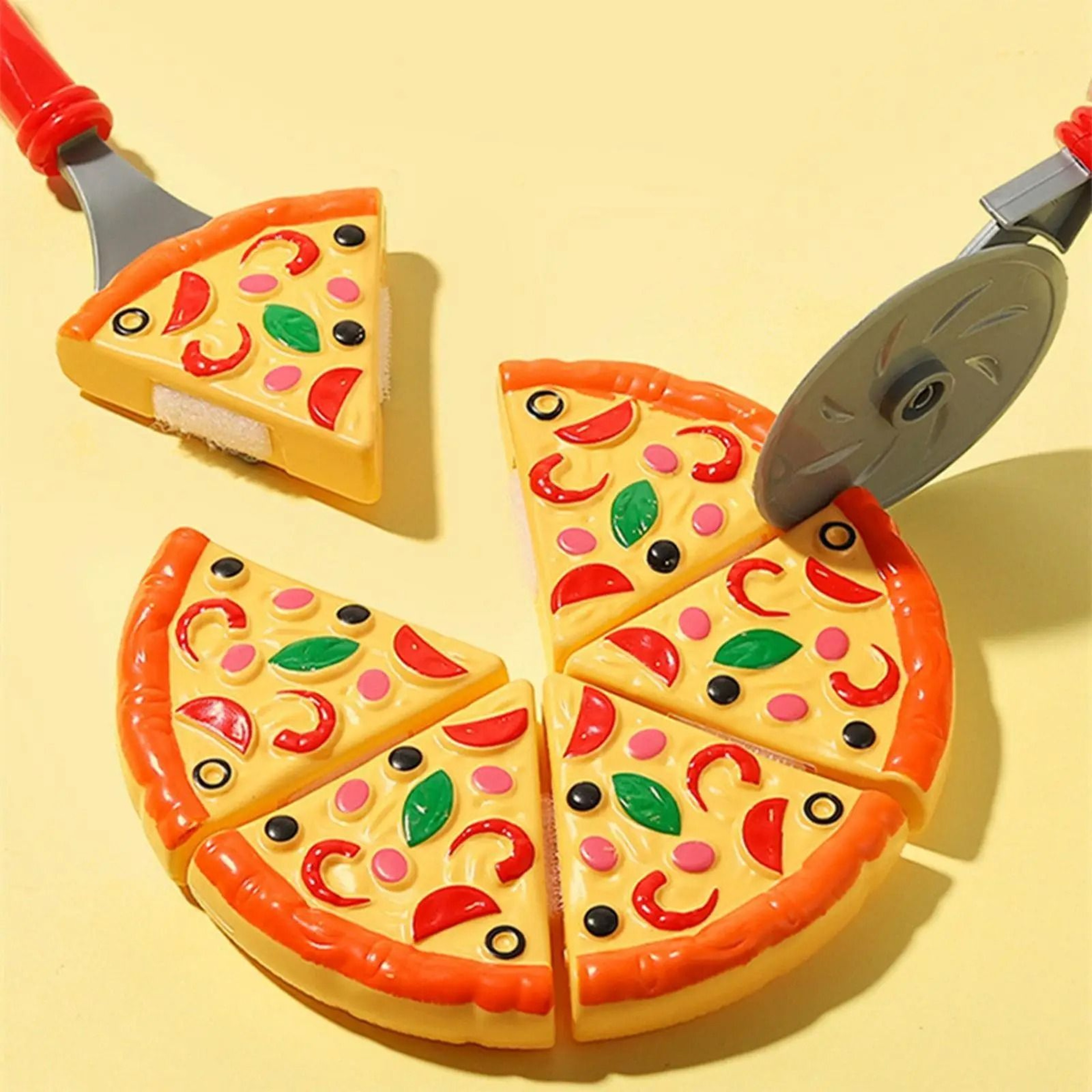 Kids Pretend Play Pizza Toy Set Sliceable Pizza Kitchen Play Food For Toddlers 0