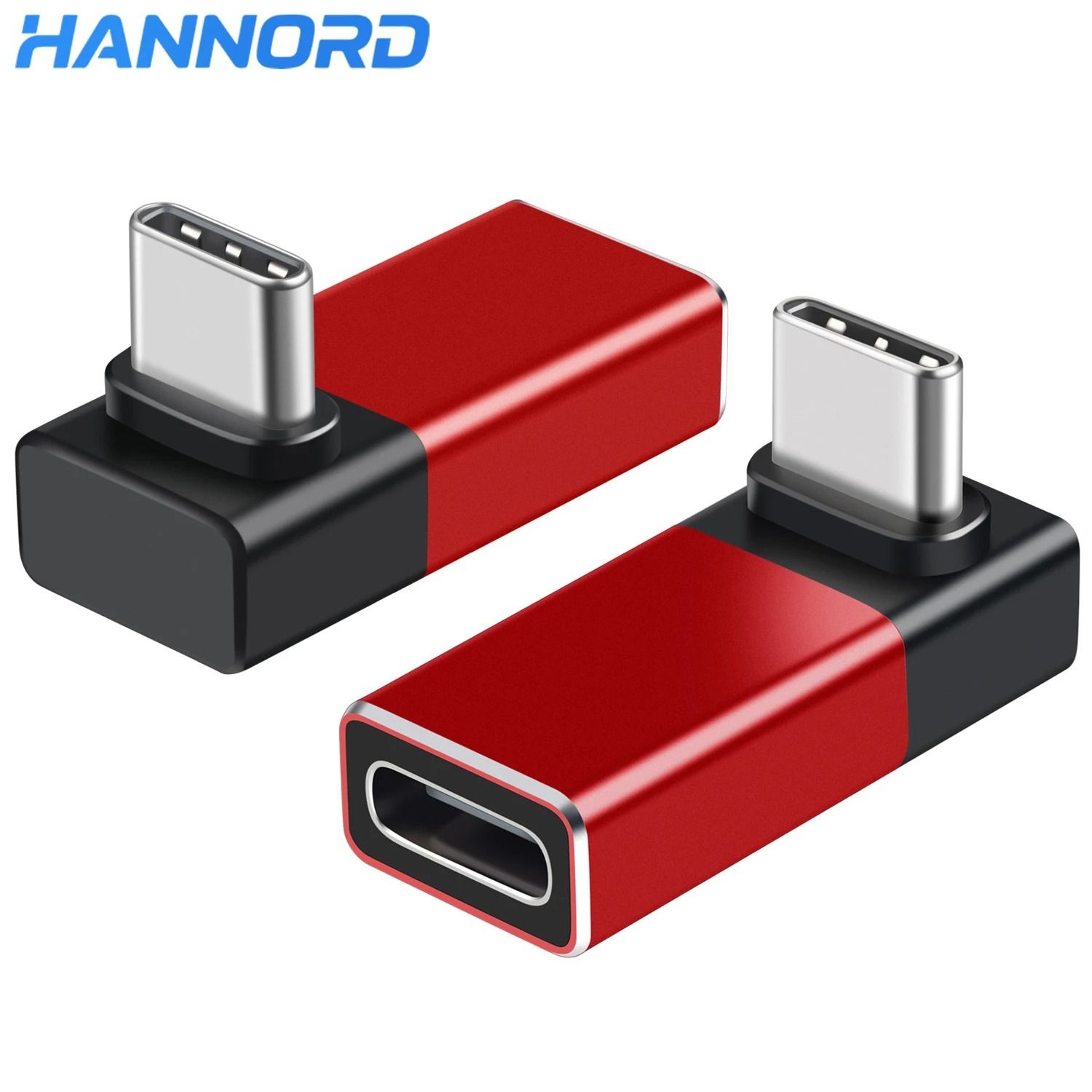 Hannord USB C 90 Degree Adapter USB4 40Gbps Angled Converter 2 Pack 0