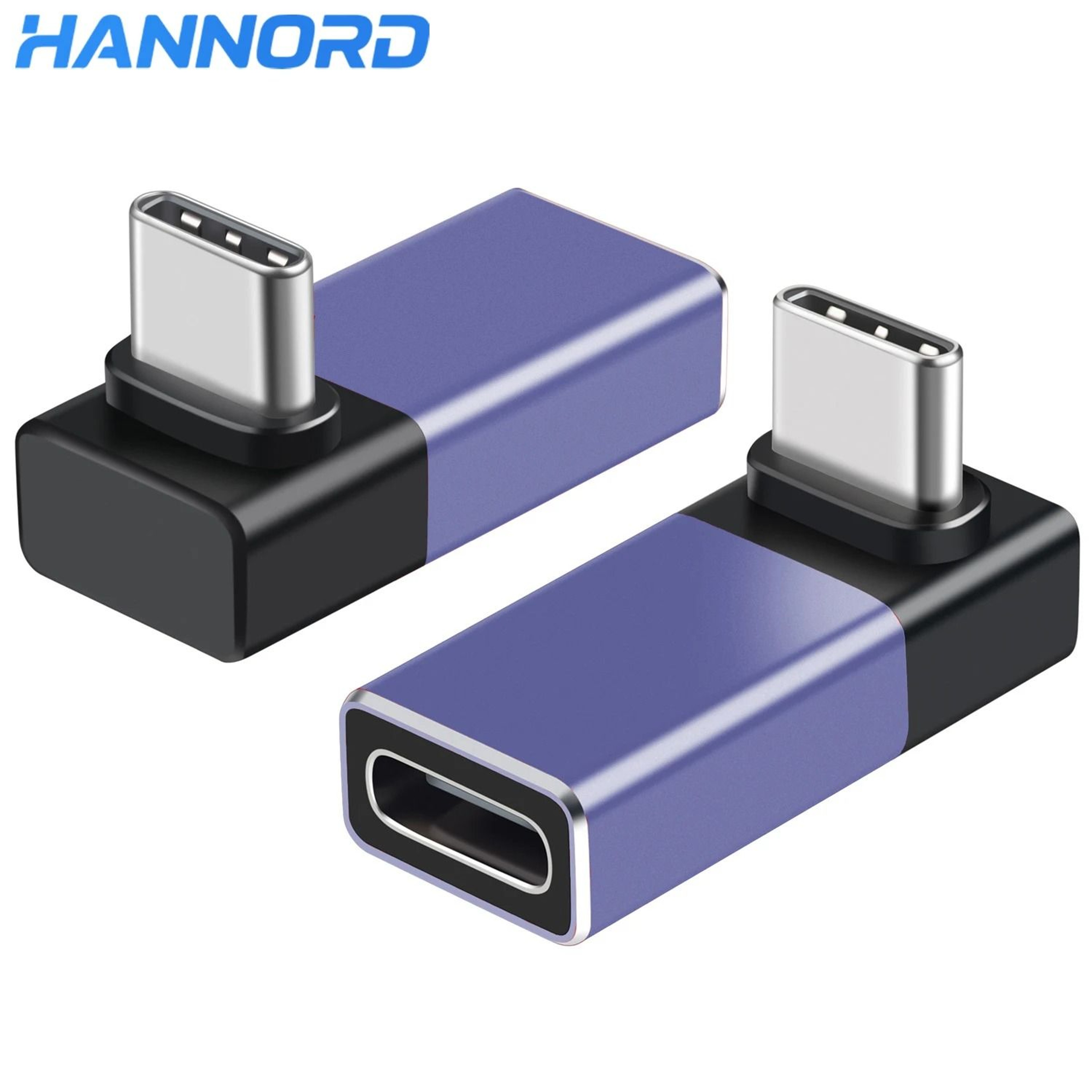 Hannord USB C 90 Degree Adapter USB4 40Gbps Angled Converter 2 Pack 7