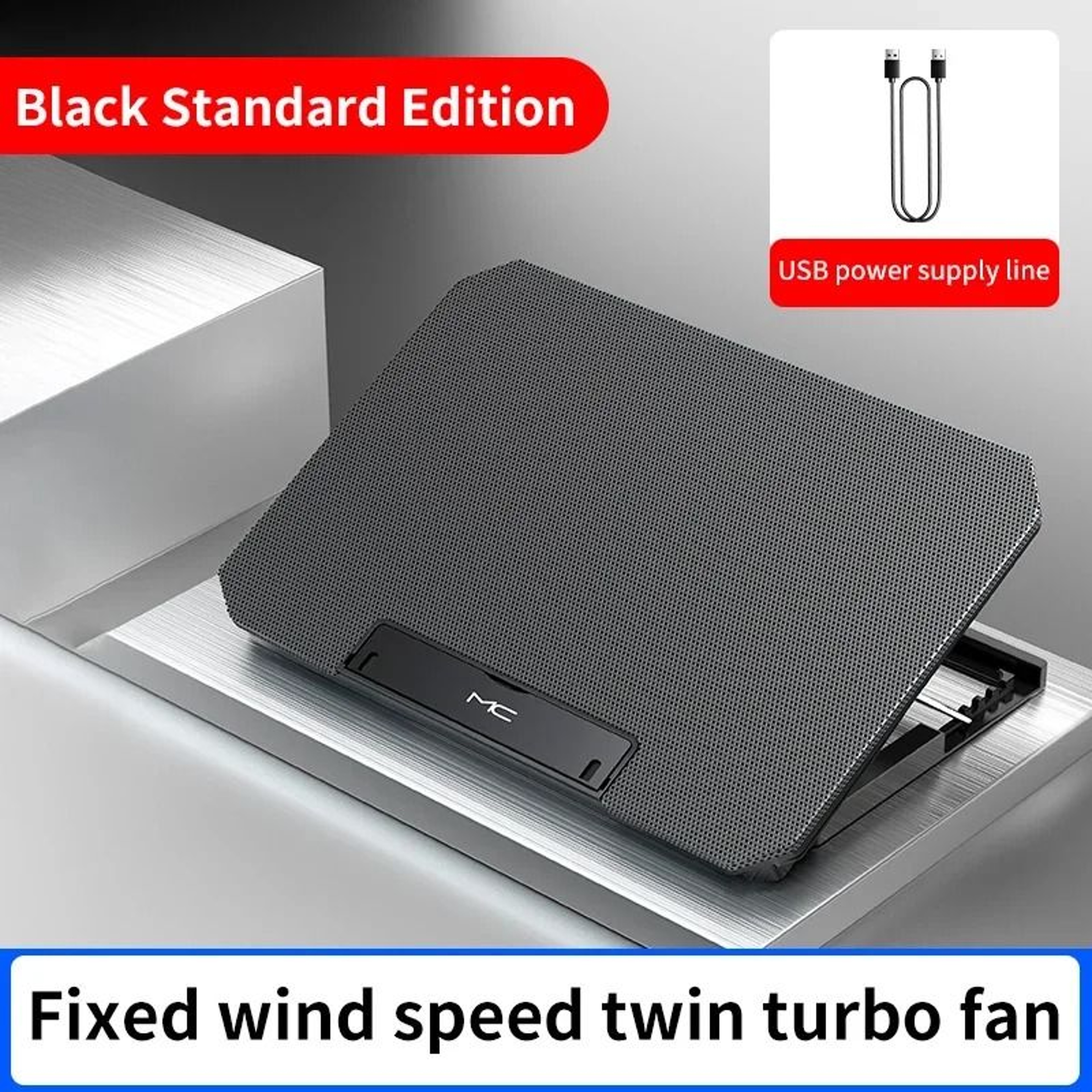 Q100 Gaming Laptop Cooling Pad LED Screen Laptop Cooler Stand 2600RPM Cooling Fan 6