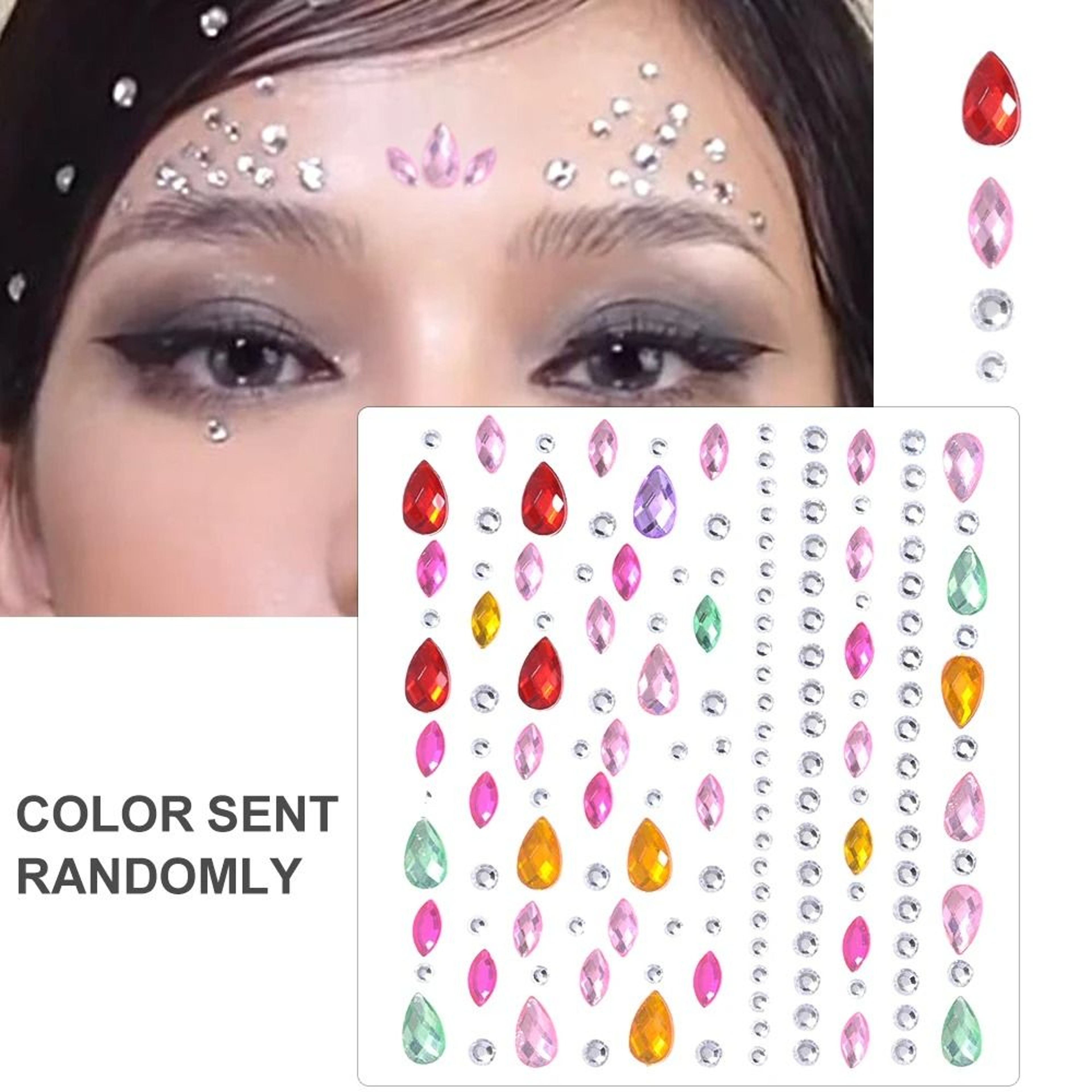 GlamPearl Self Adhesive Face Pearls Stick On Face Gem Stickers Makeup Rhinestone Pearl Set 8