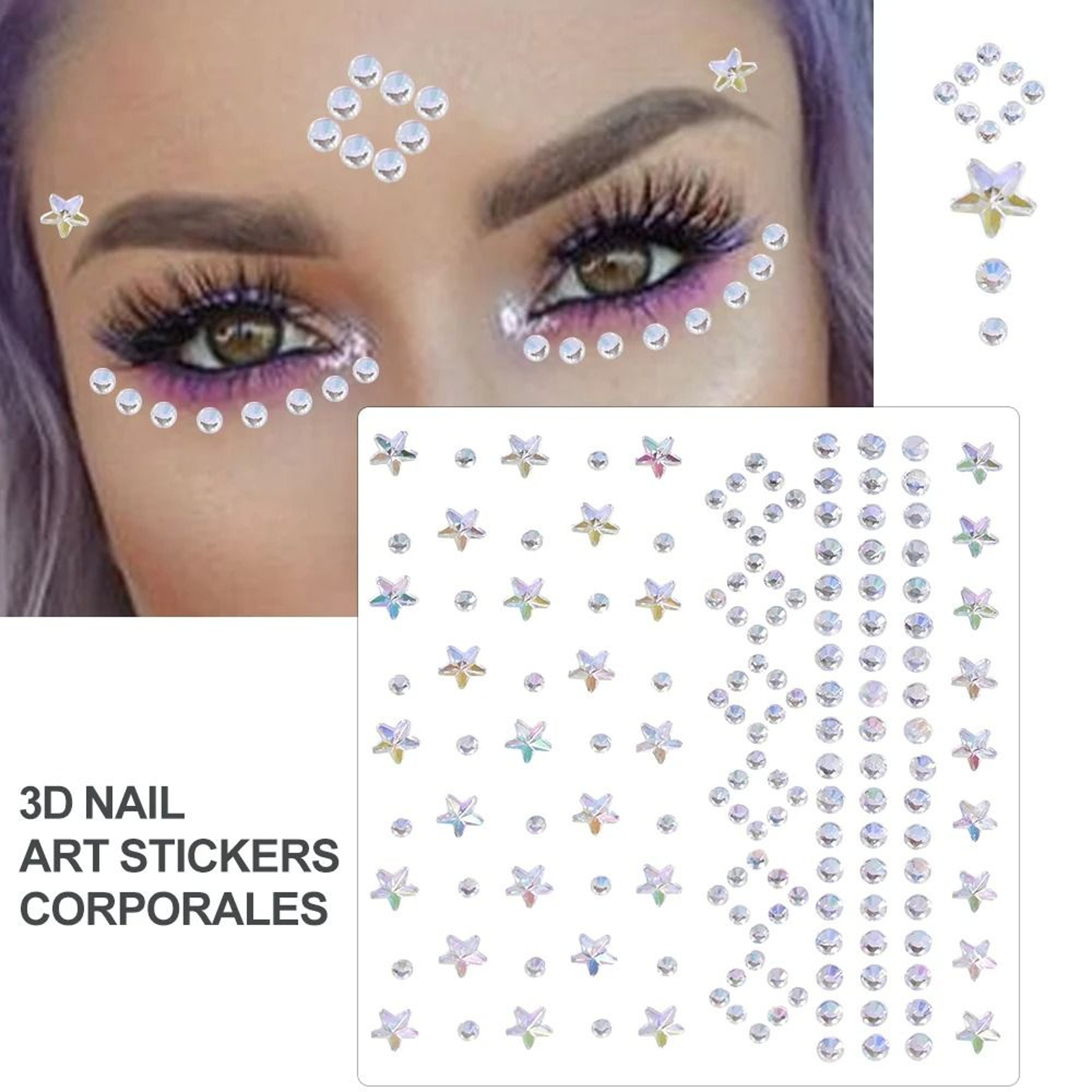 GlamPearl Self Adhesive Face Pearls Stick On Face Gem Stickers Makeup Rhinestone Pearl Set 22