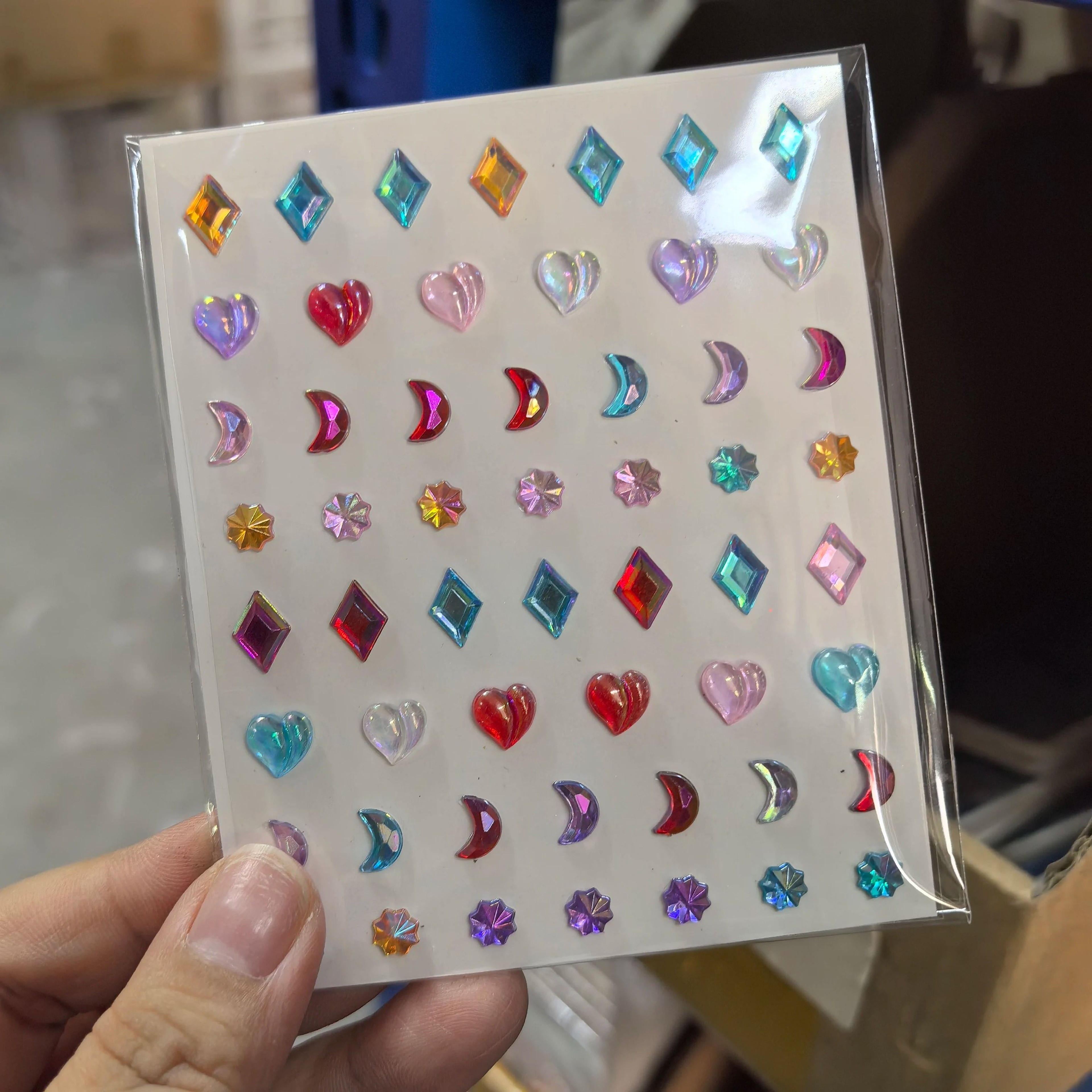 StarGlow Face Gem Stickers Laser Sparkle Rhinestone Face Stickers Stars Heart Moon Makeup Gems 11