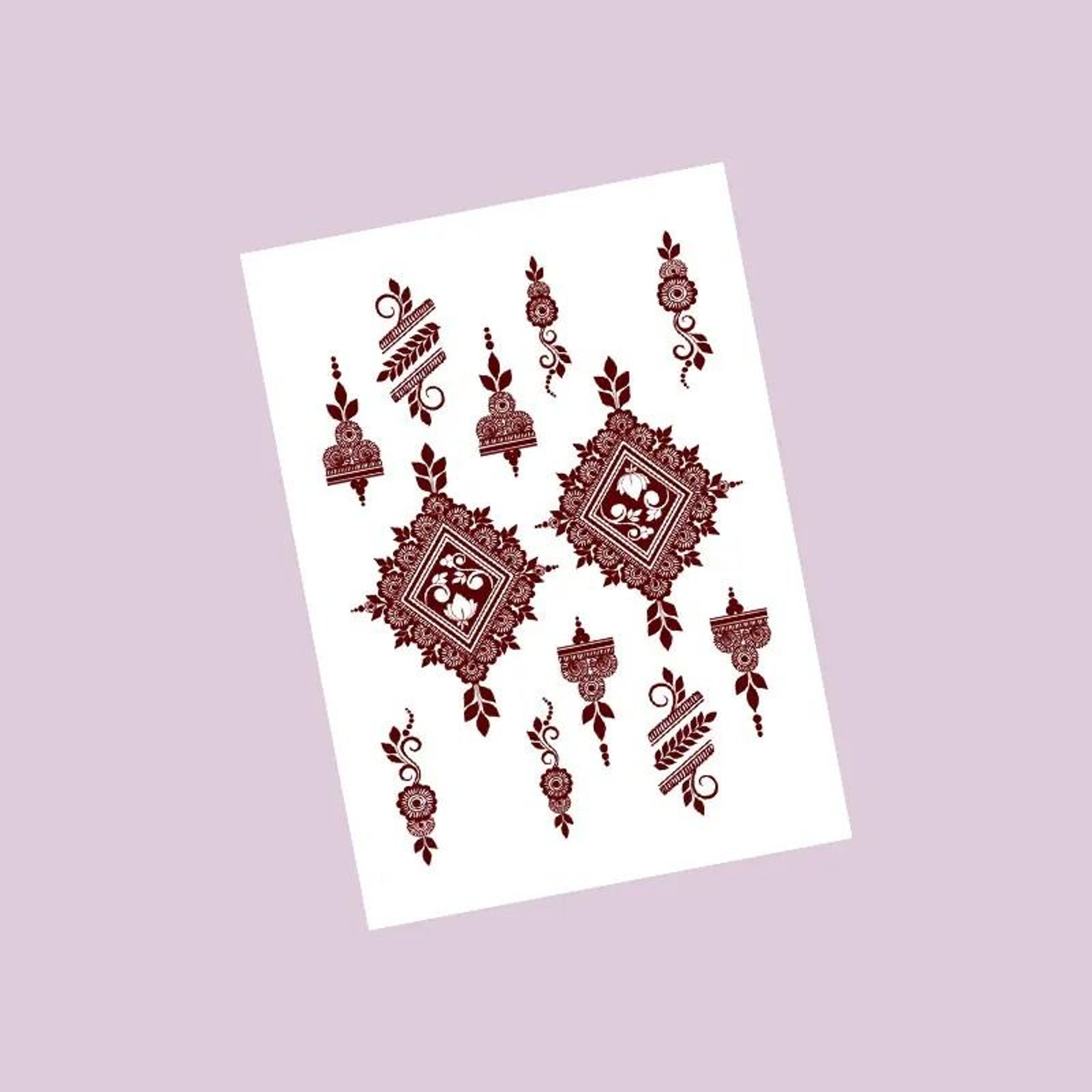 ElegantBloom Henna Tattoo Stickers Brown Temporary Mehndi Tattoos Floral Hand And Foot Body Art 4