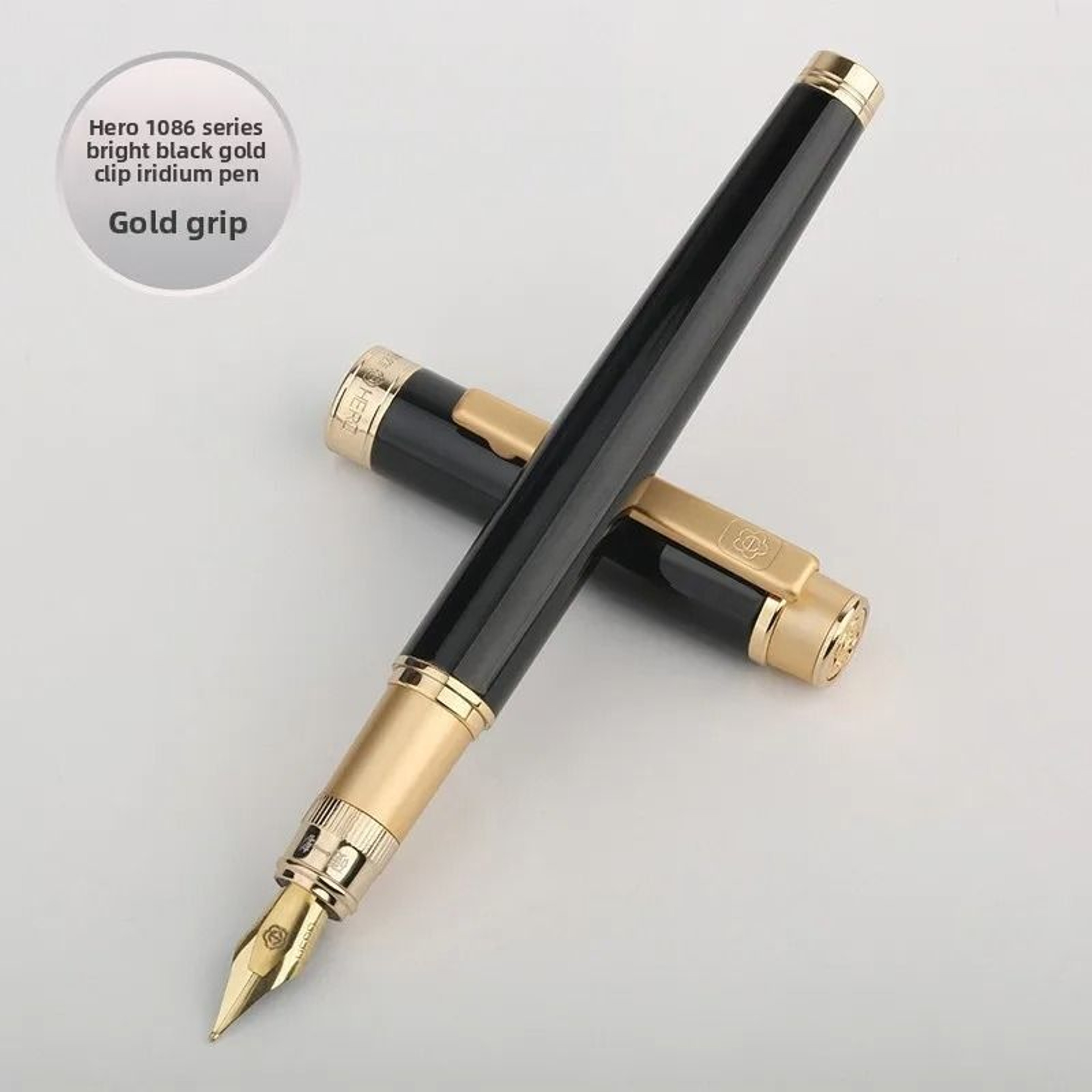 Hero 1086 Luxury Fountain Pen Gift Set Black Gold Iridium Nib Fountain Pen Business Writing Pen 5