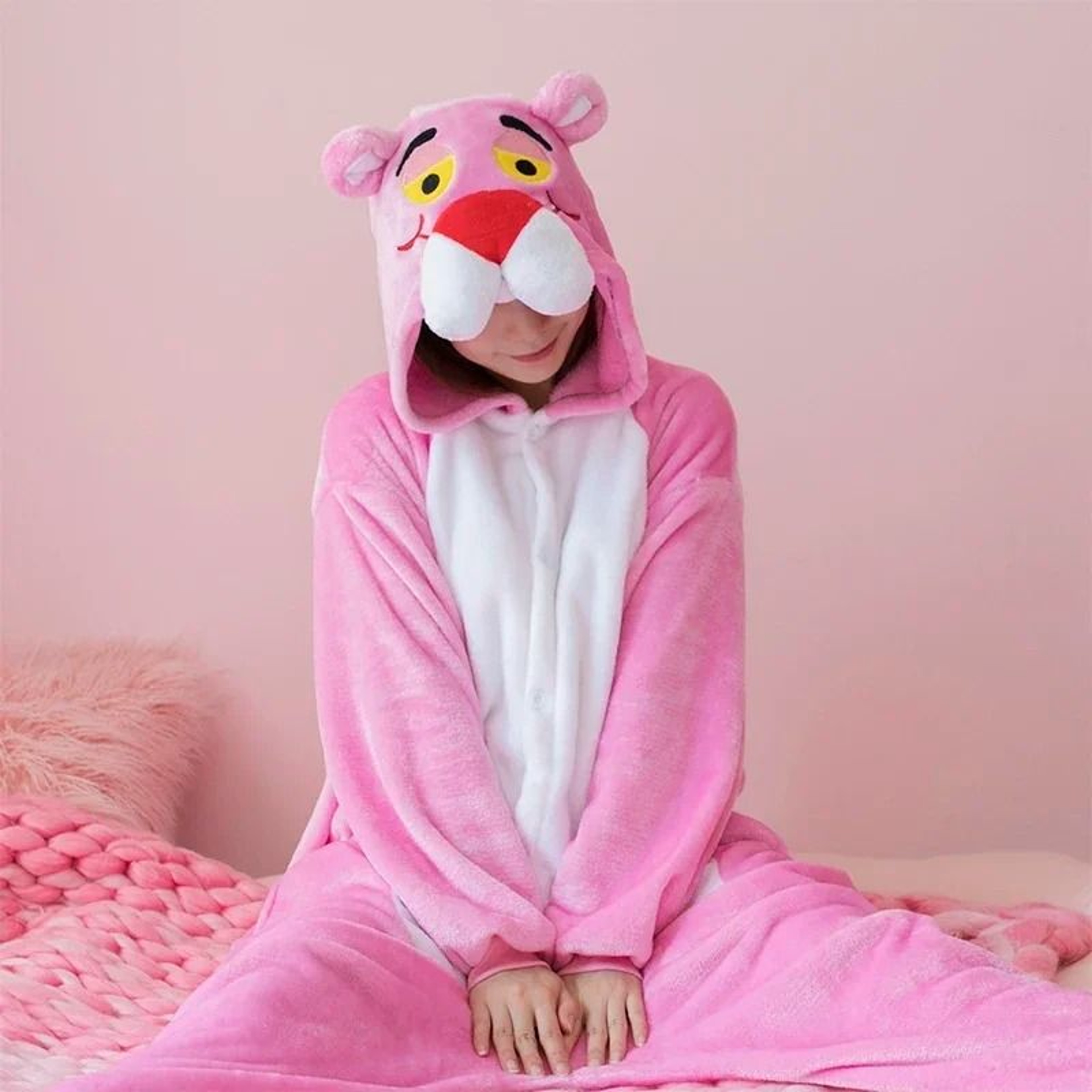 Womens Flannel Unicorn Kigurumi Pajamas Pink Leopard Animal Onesie Sleepwear 8