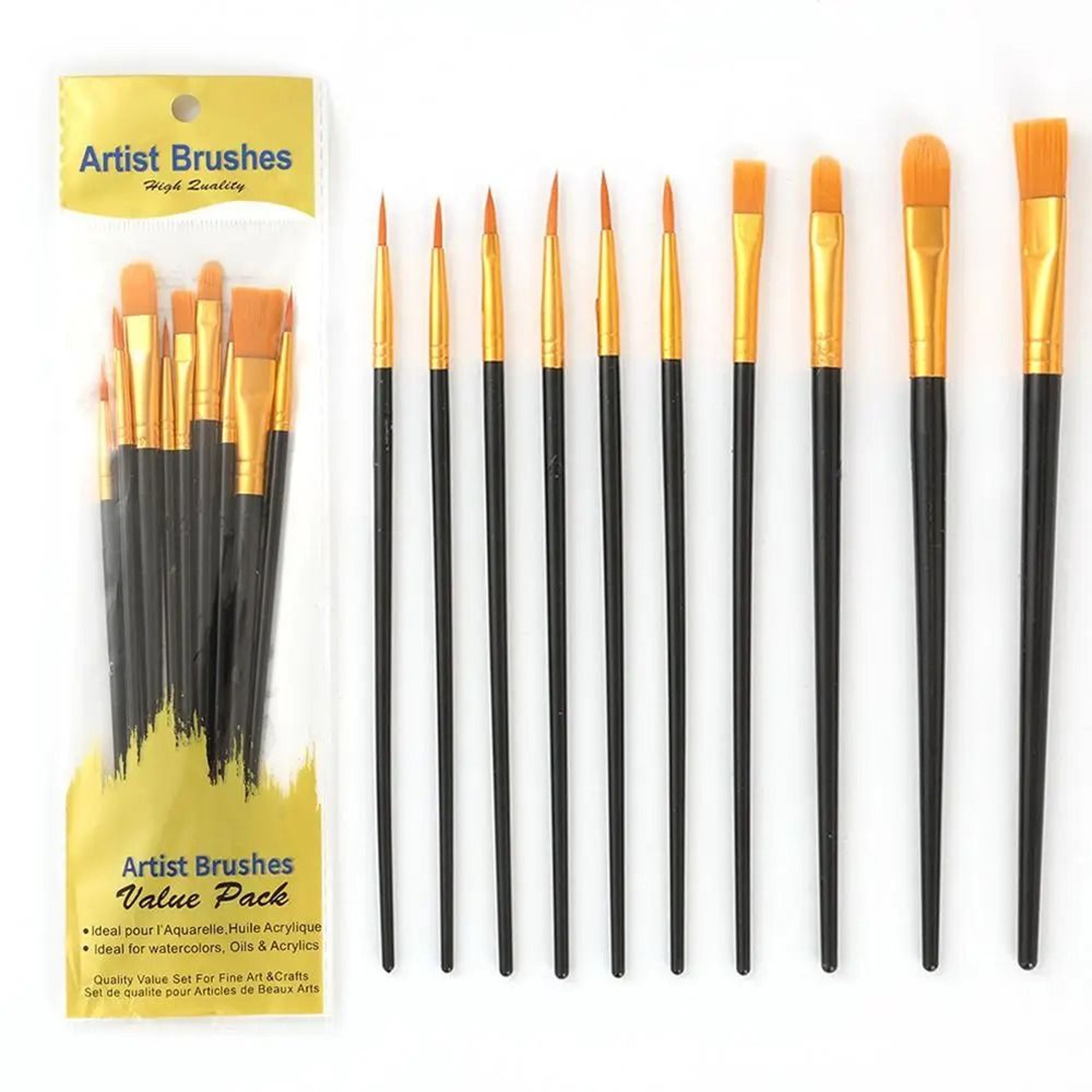 10 Piece Paint Brush Set Nylon Hair Artist Painting Brushes For Watercolor Acrylic Oil 3