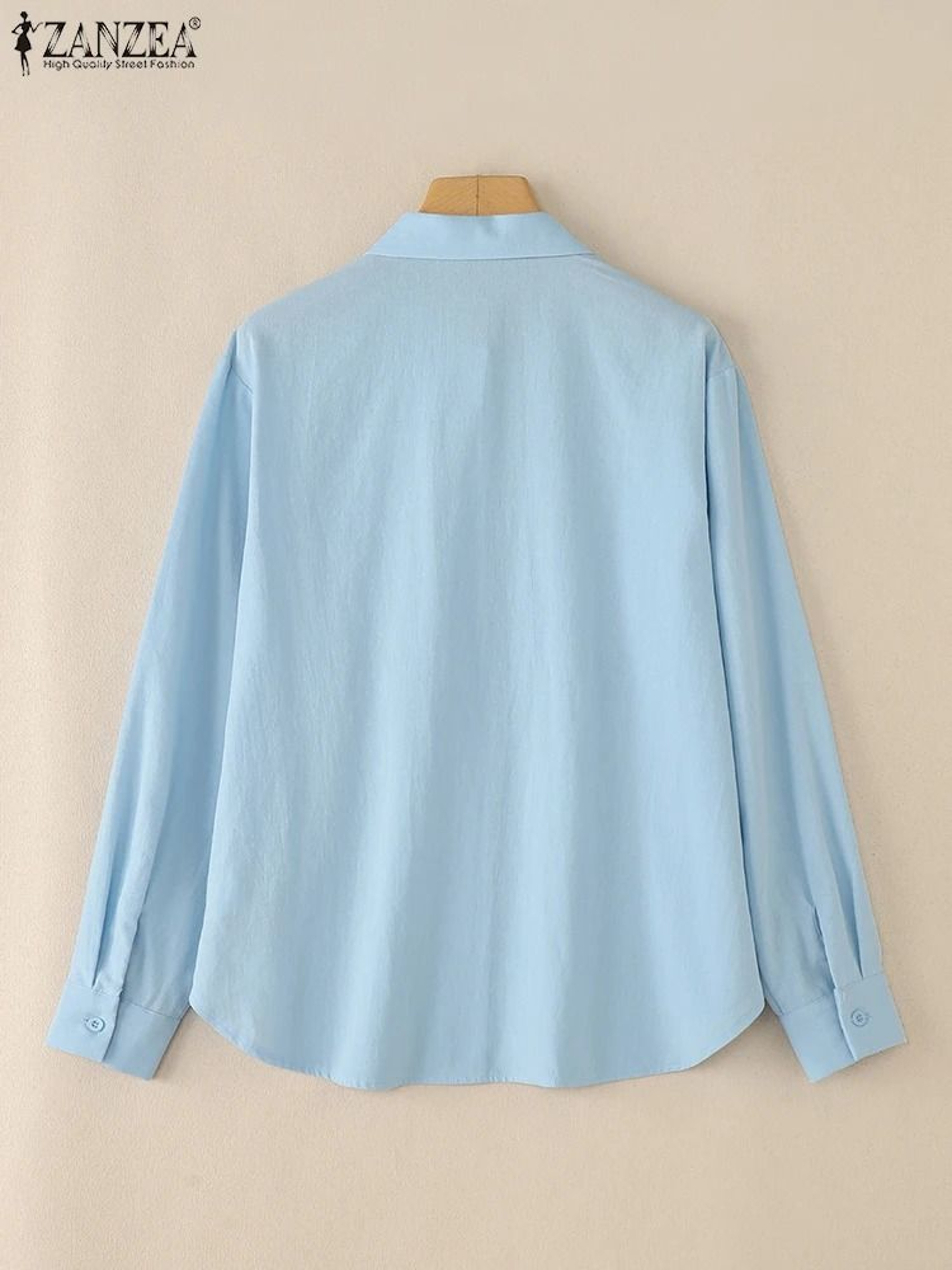 ZANZEA Womens Oversized Button Up Shirt Casual Long Sleeve Cotton Overshirt 5