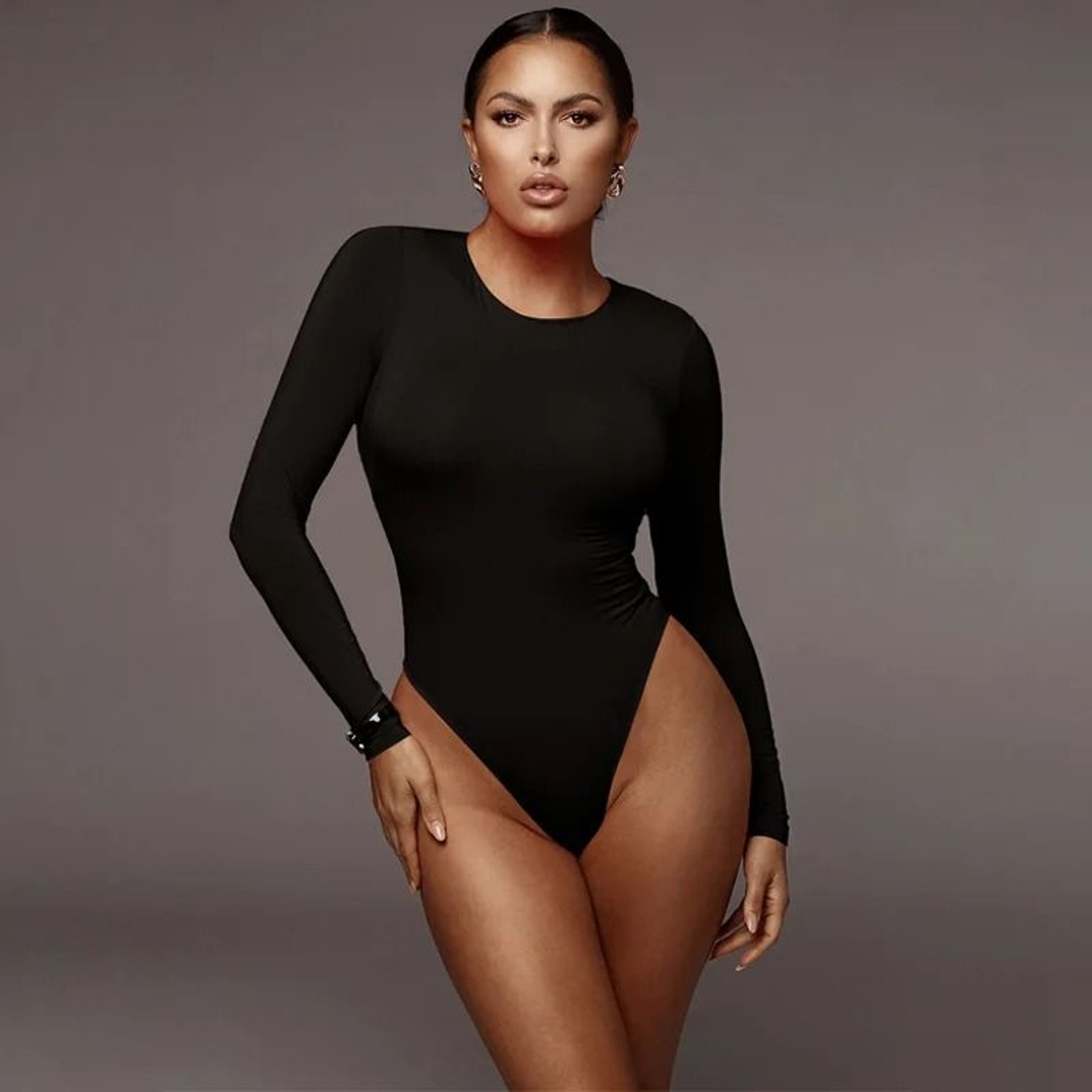 Womens Long Sleeve Bodysuit O Neck Solid Color Bodysuit Top 0