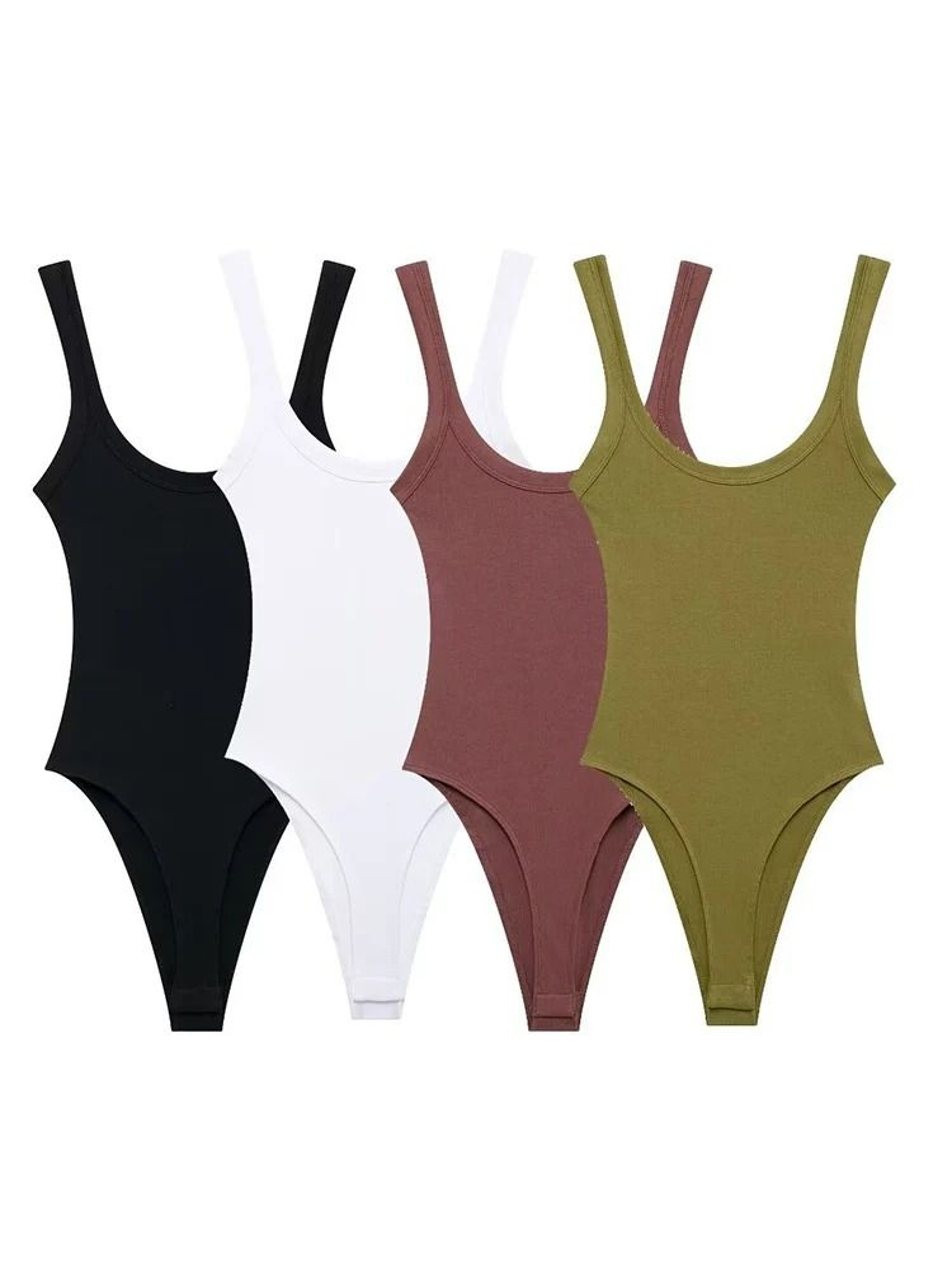 Womens Ribbed O Neck Bodysuit Stretch Snap Button Bodysuit Slim Fit Fashion Top 0