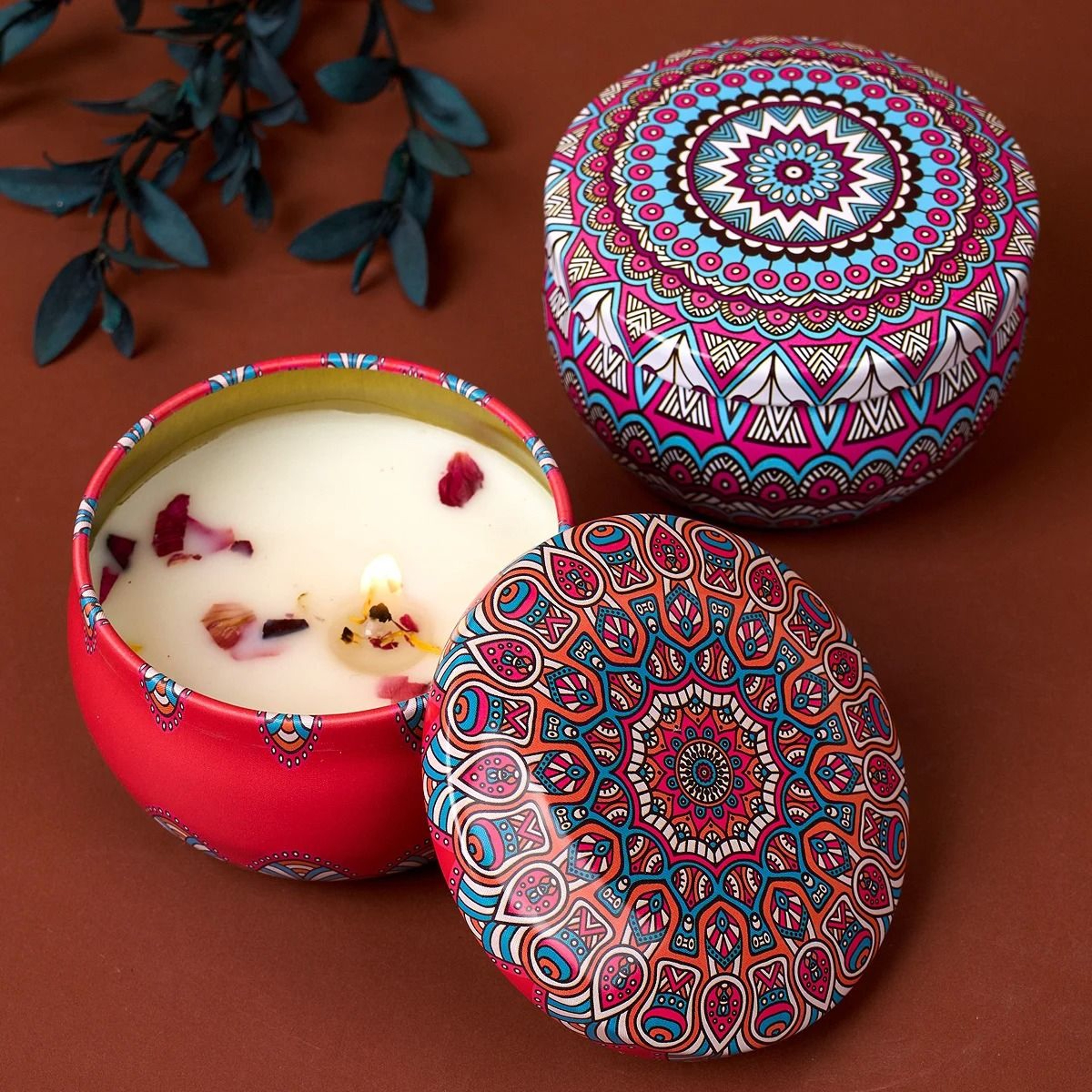 Vintage Scented Candle Gift Set Soy Wax Flower Fragrance Candle Jars For Home Decor 5