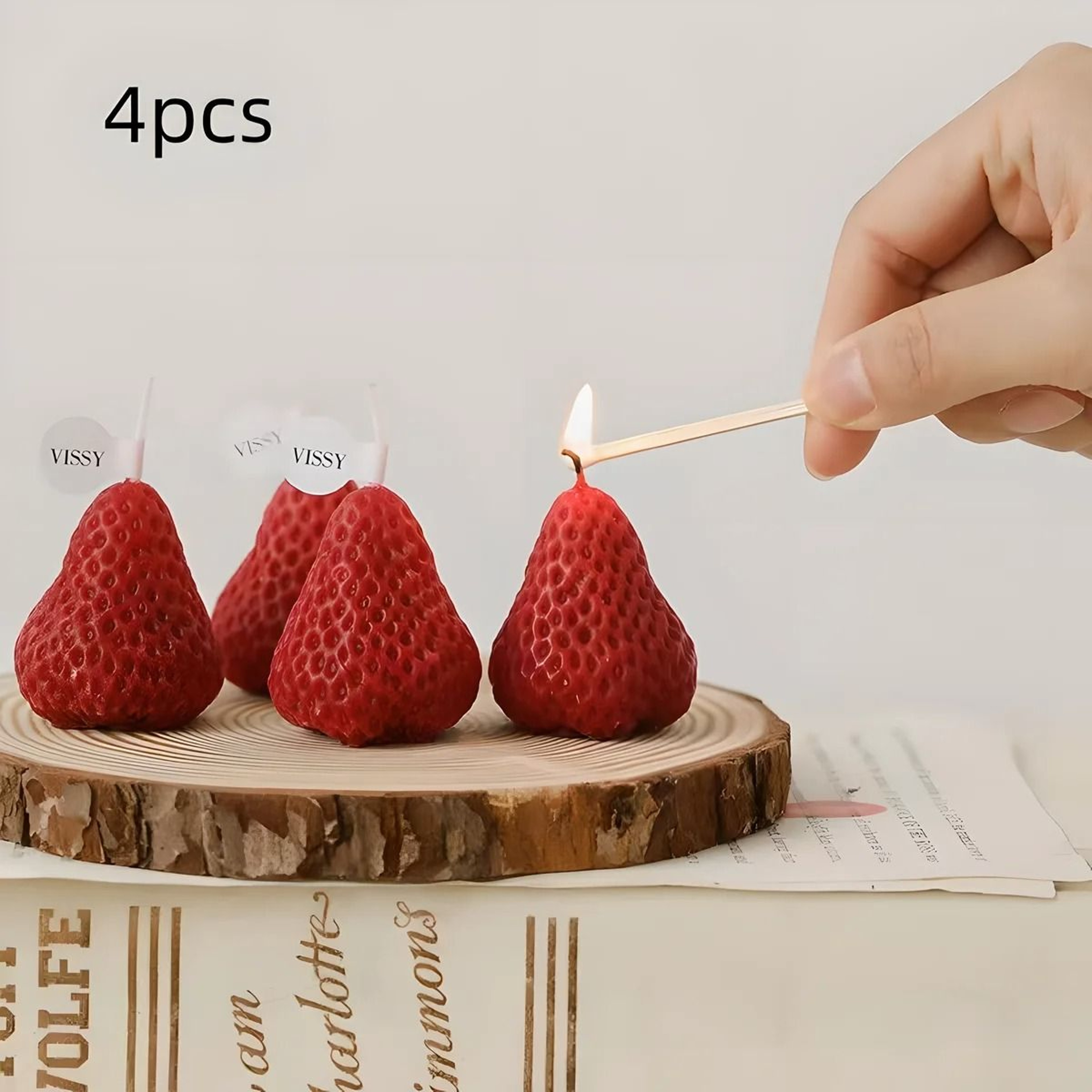 Strawberry Mini Scented Candles Realistic Fruit Aromatherapy Candle Set 0