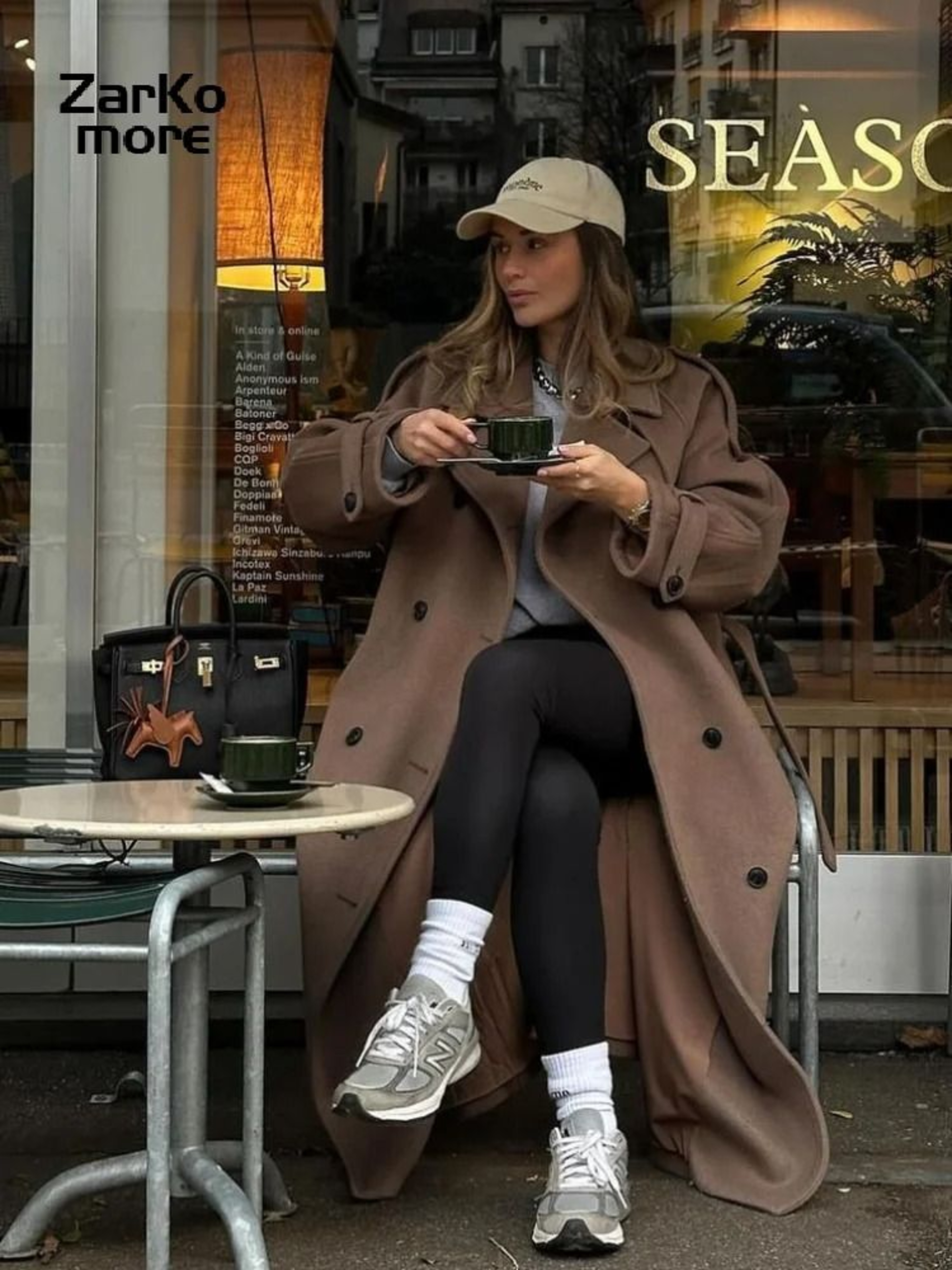 Elegant Womens Grey Belted Wool Coat Double Breasted Long Winter Peacoat 20