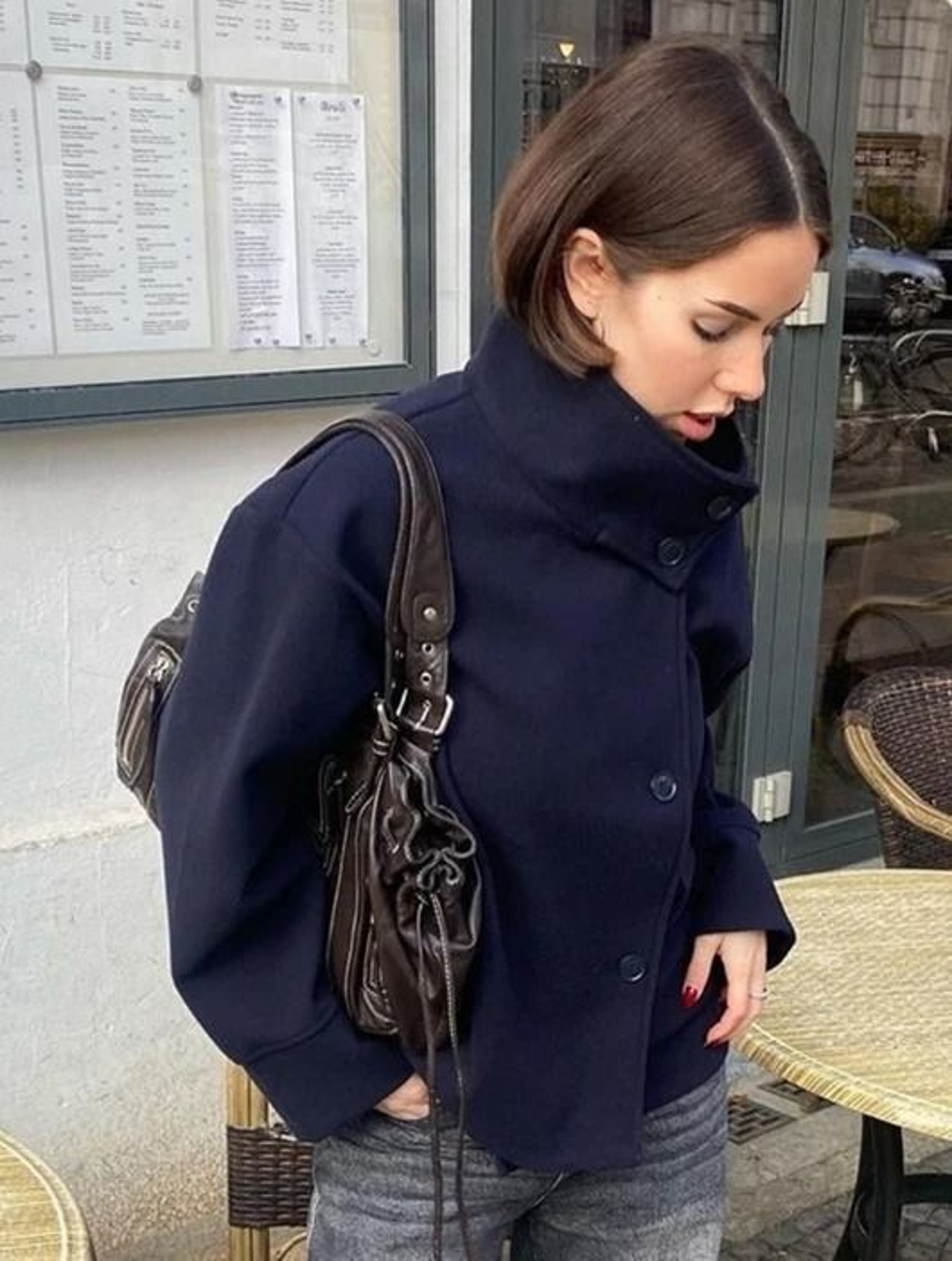 Elegant Womens Stand Collar Jacket Short Single Breasted Spring Coat 4