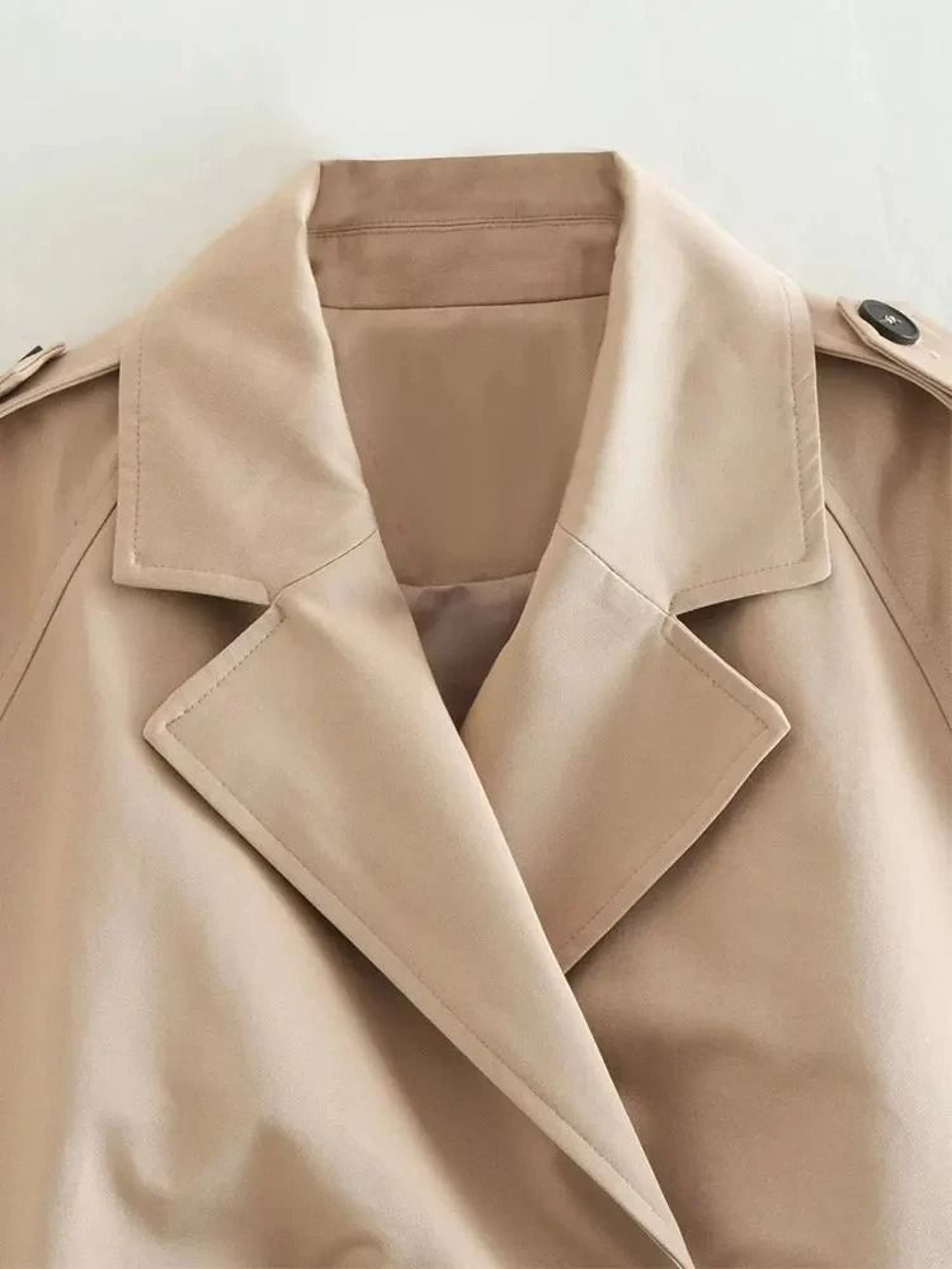 Vintage Belted Cropped Trench Jacket For Women Double Breasted Spring Streetwear Coat 1
