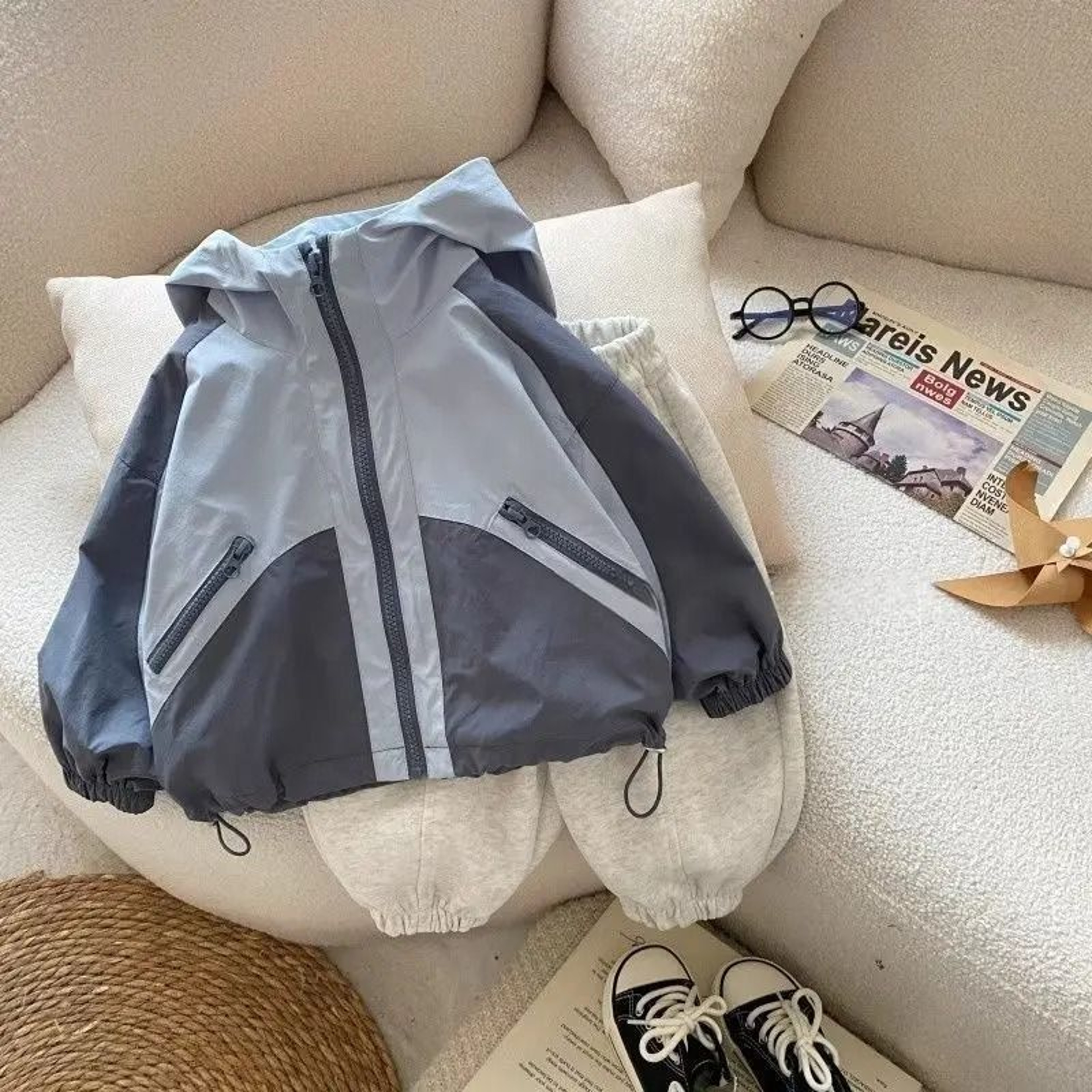Kids Boys Zipper Windbreaker Jacket Cotton Casual Autumn Trench Coat 5