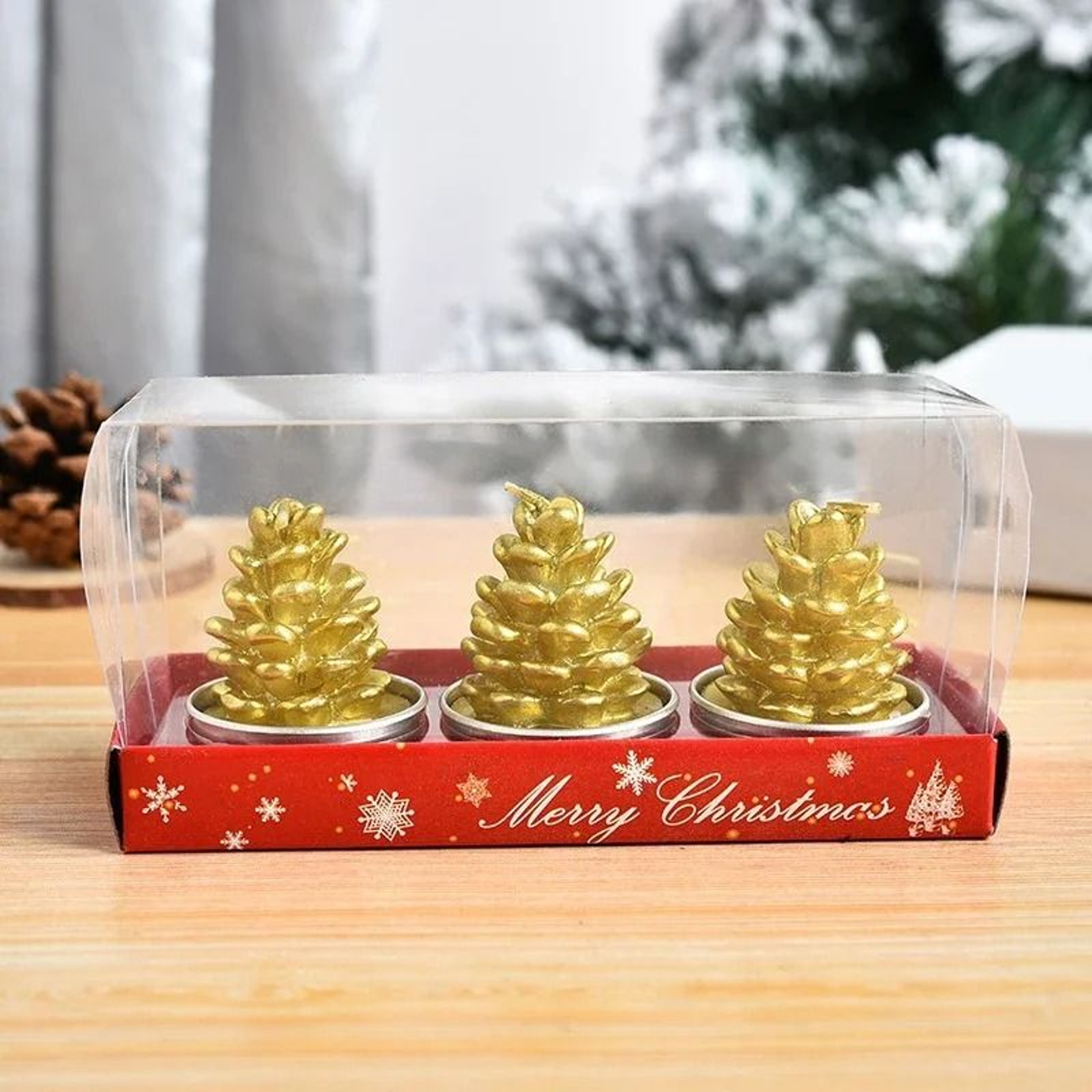 Festive Christmas Decorative Candle Set Santa Snowman Tree Holiday Candles Pack Of 3 6