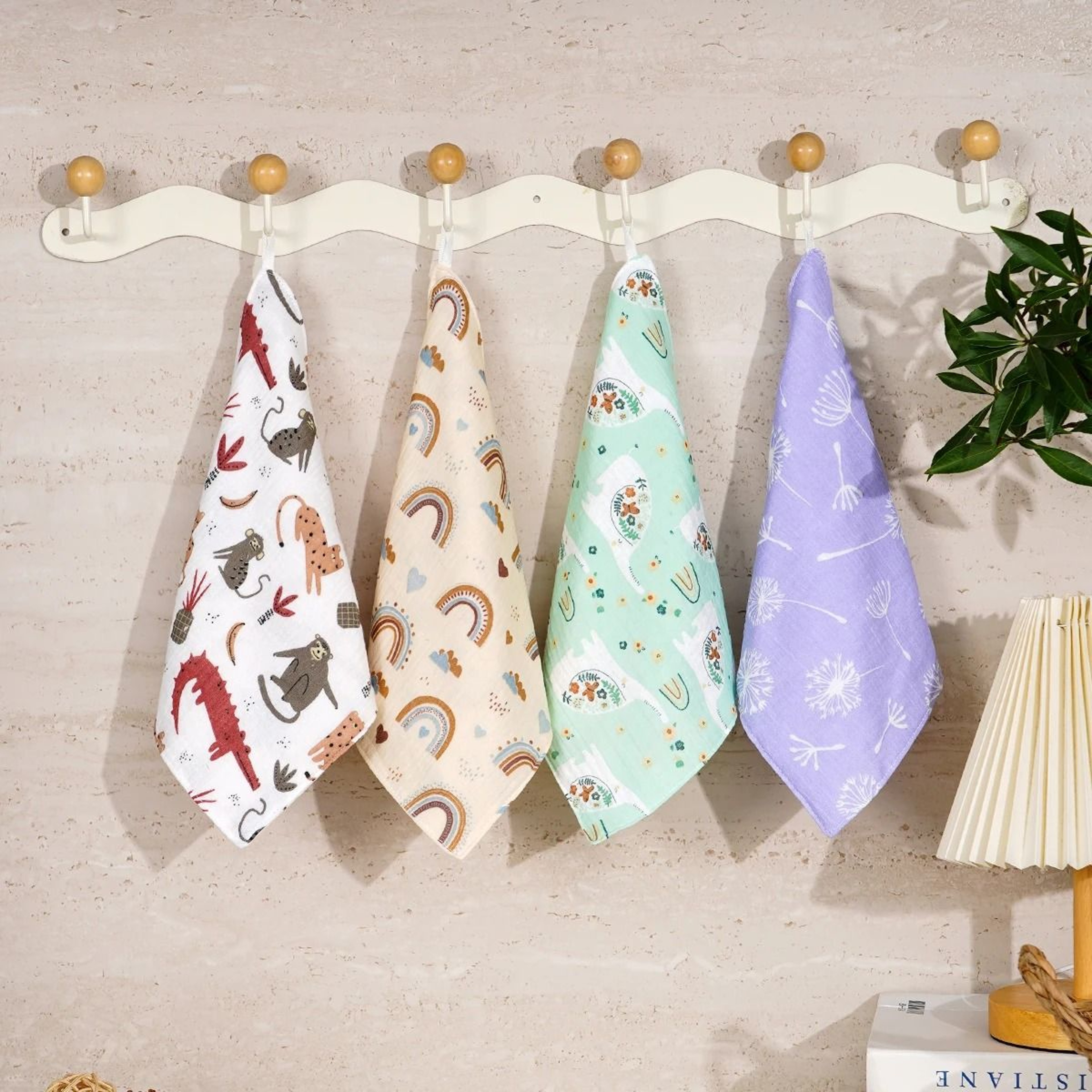 Happyflute Cotton Muslin Baby Washcloth Set Soft Newborn Face Towels Pack Of 4 3