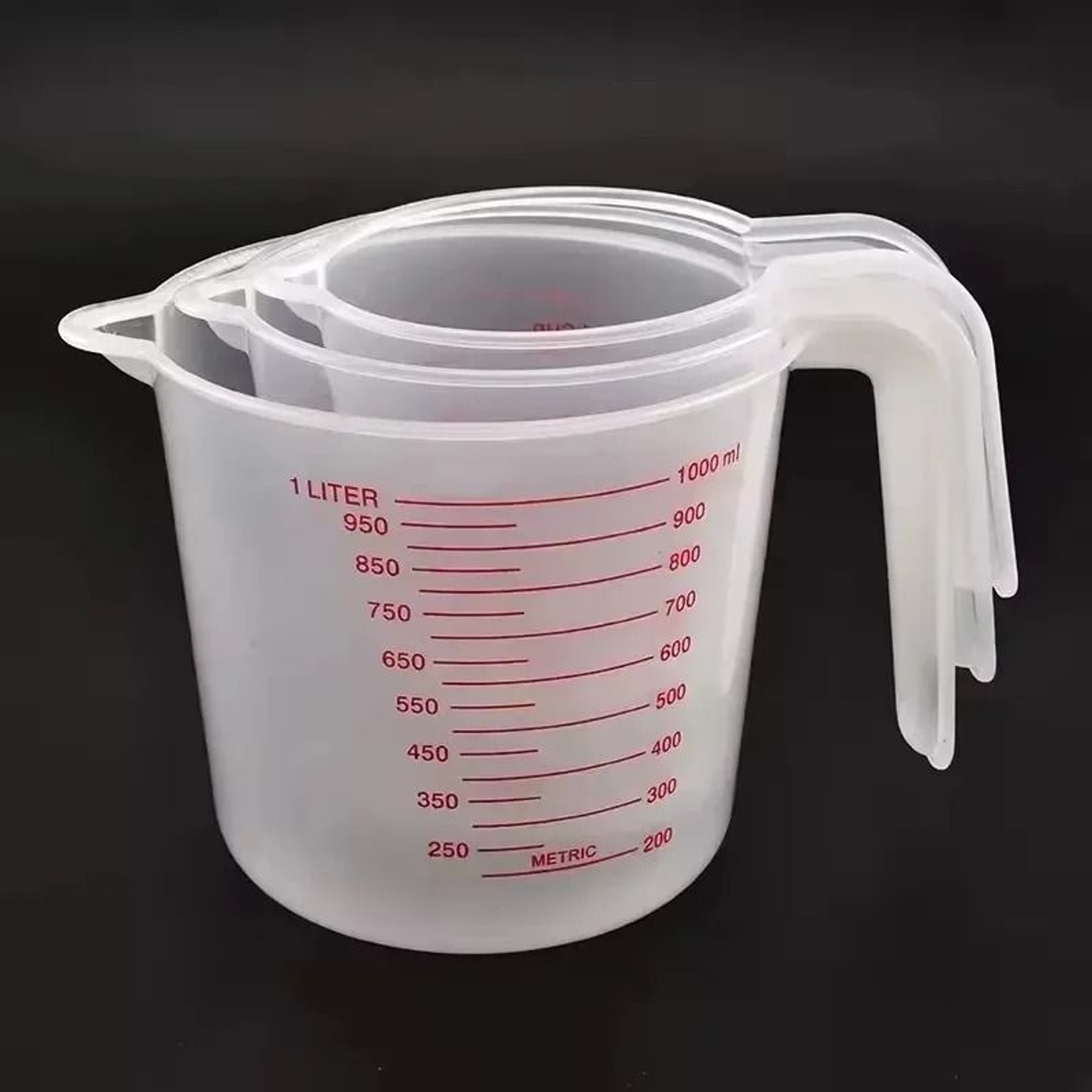 Clear Plastic Liquid Measuring Cups With Scale Kitchen Measuring Jug Beaker Set 5