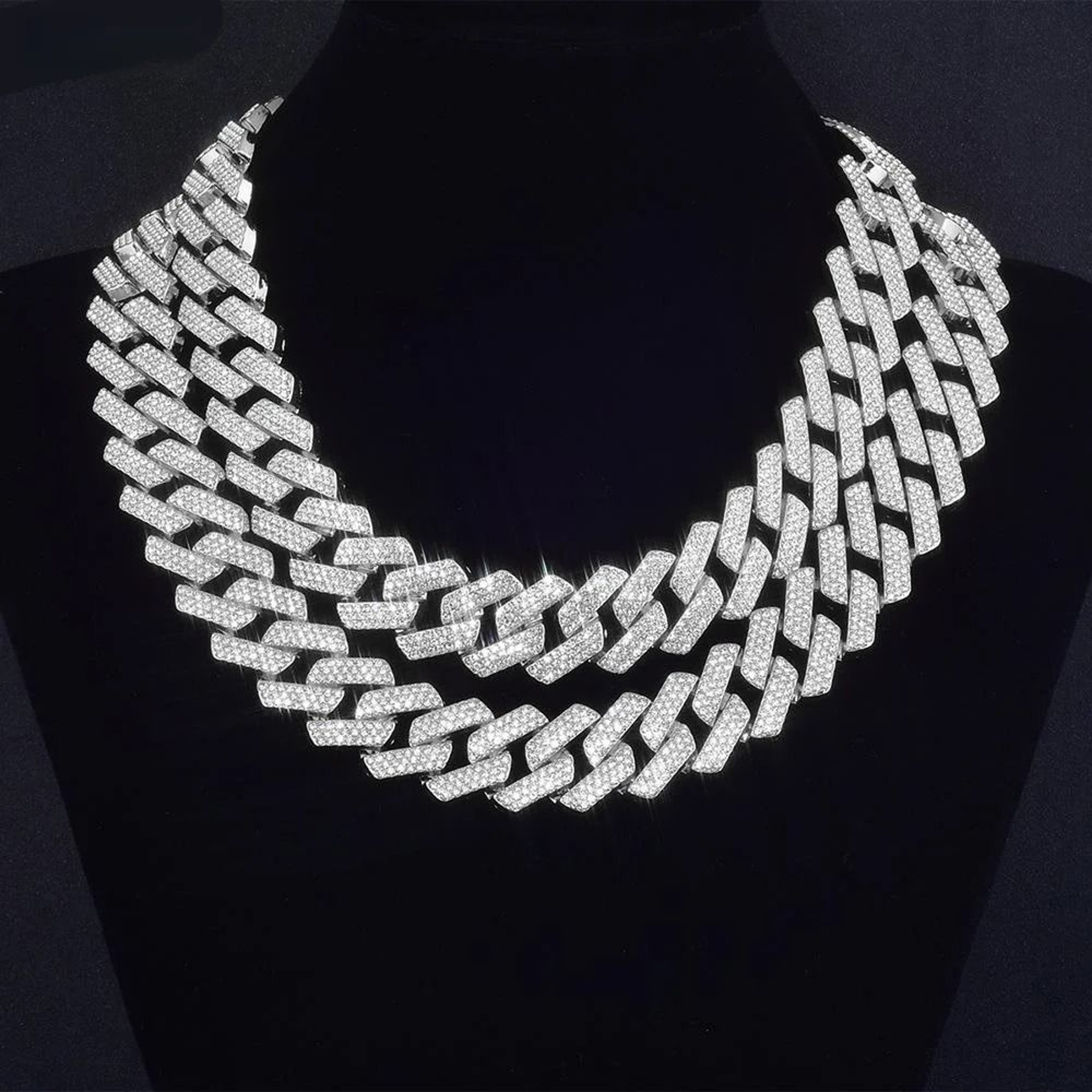 Iced Out CZ Cuban Link Chain Necklace Heavy 3 Row Hip Hop Jewelry 7