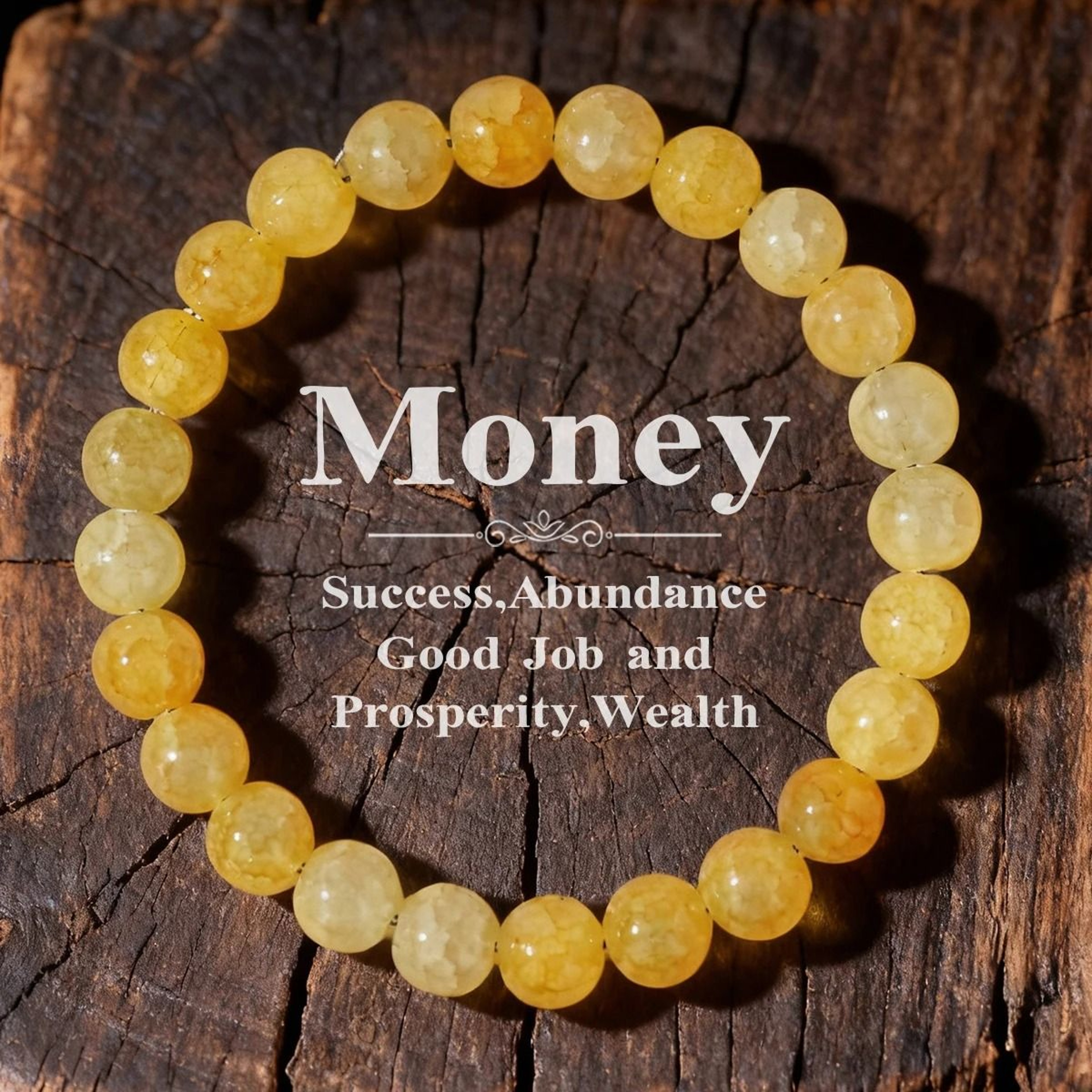 Yellow Citrine Beaded Bracelet Feng Shui Money Stone Crystal Wristband 8