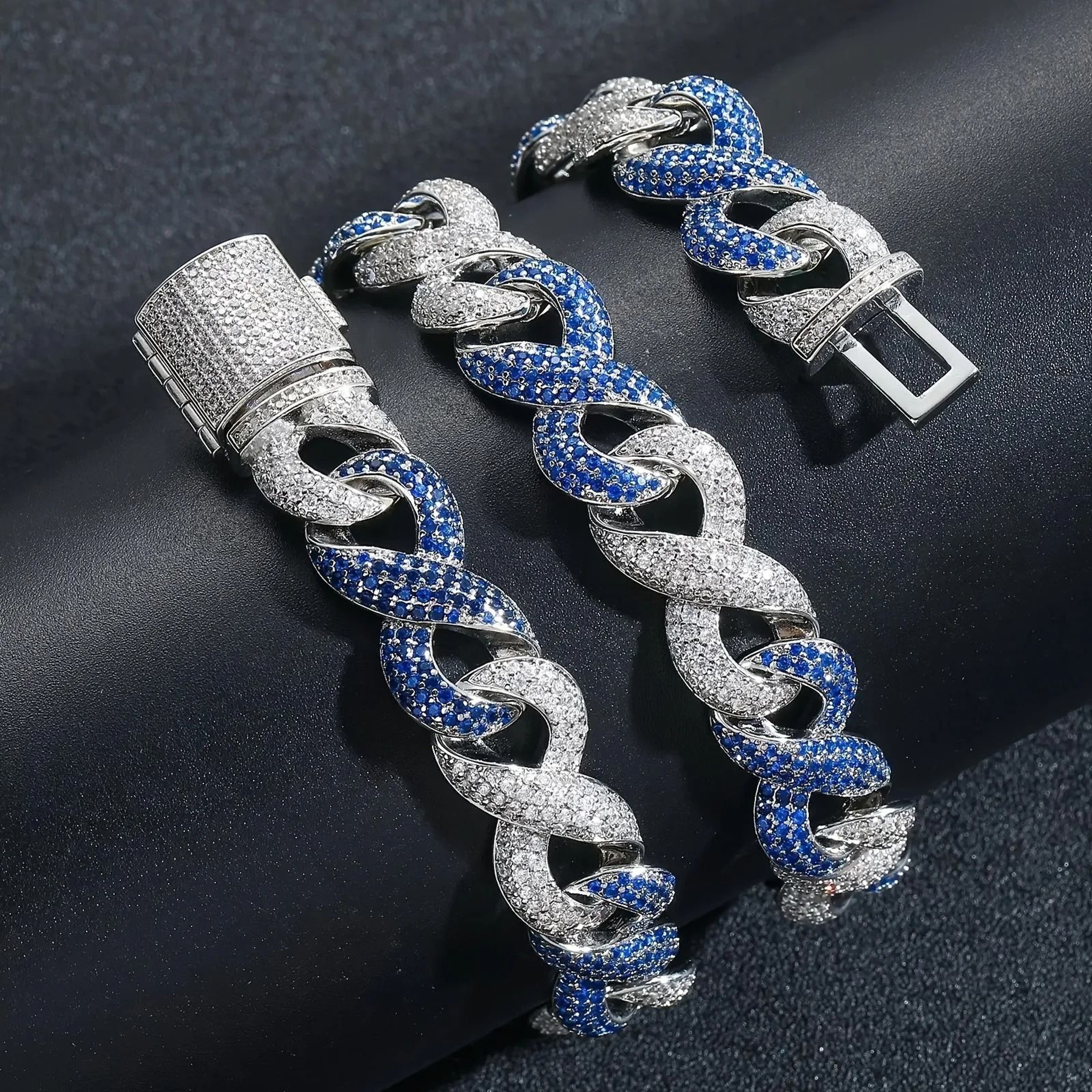 Moissanite Cuban Chain Necklace 14mm Wide Sterling Silver Mens Chain 5