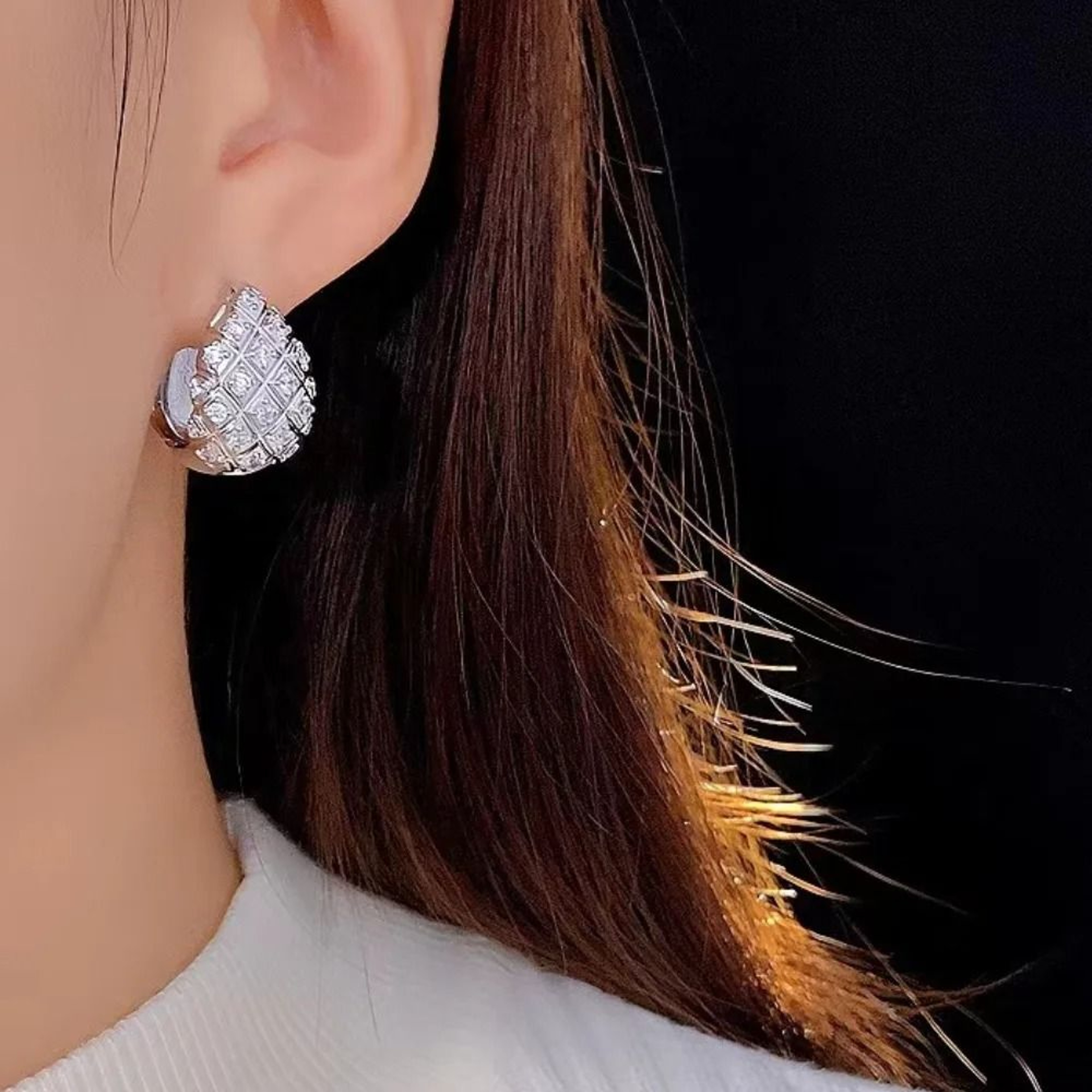 Retro X Stripe Water Drop Earrings Gold Korean Style Statement Earrings 2