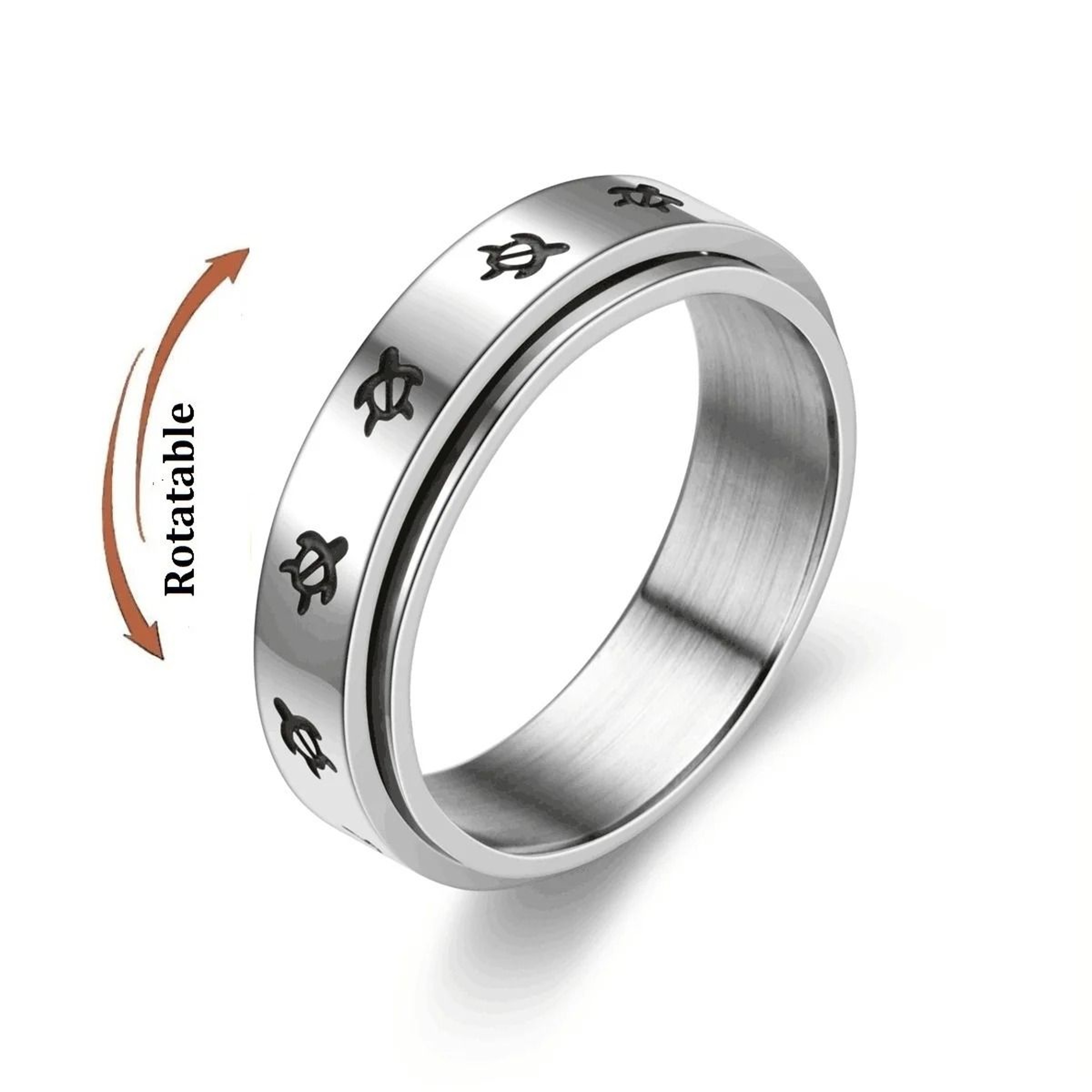 Tortoise Spinner Ring Anti Stress Stainless Steel Anxiety Relief Fidget Ring 1