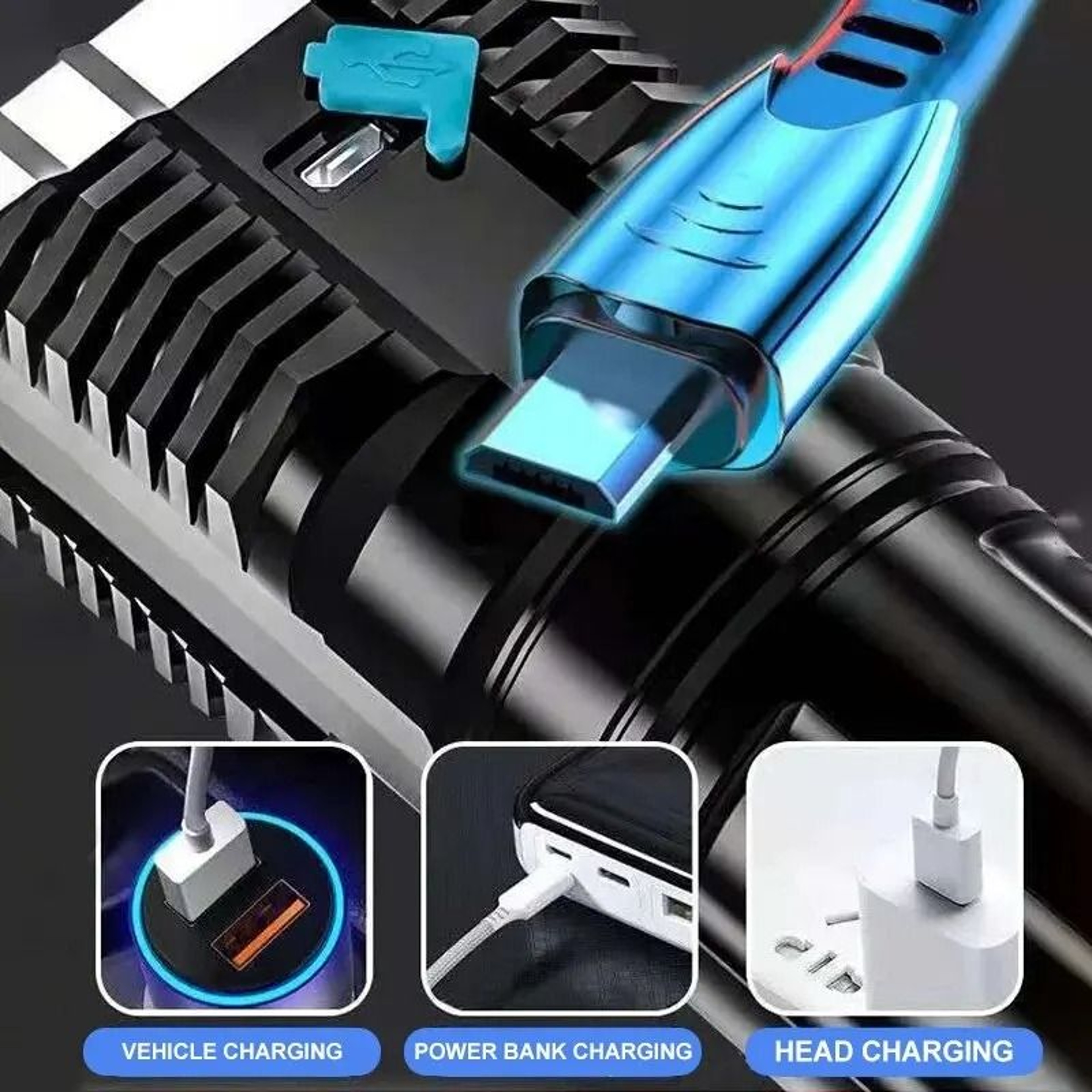 Rechargeable LED Camping Flashlight High Power Torch With COB Side Light 1