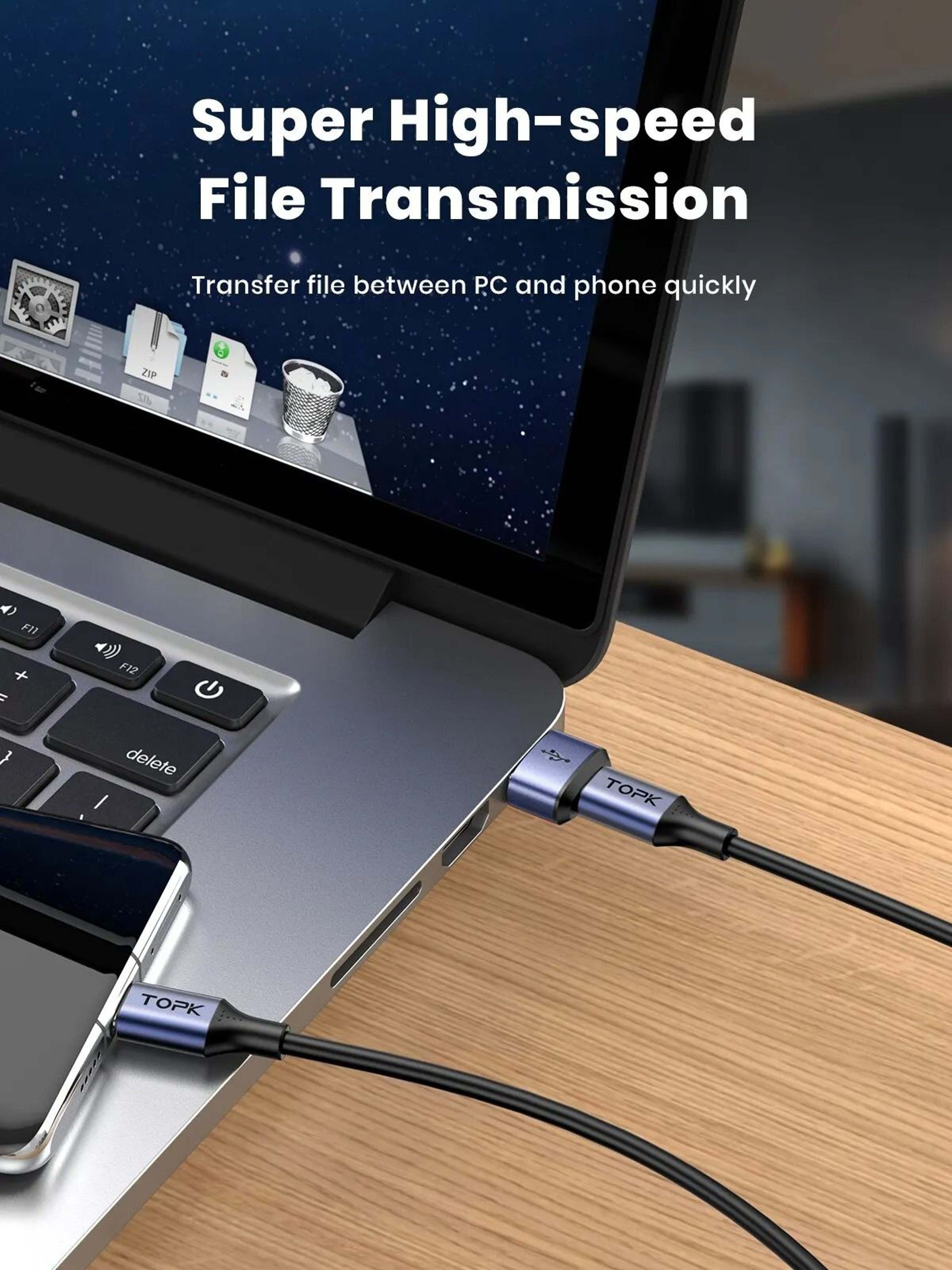 TOPK USB C To USB Adapter OTG Type C Female To USB A Male Charging Converter 7
