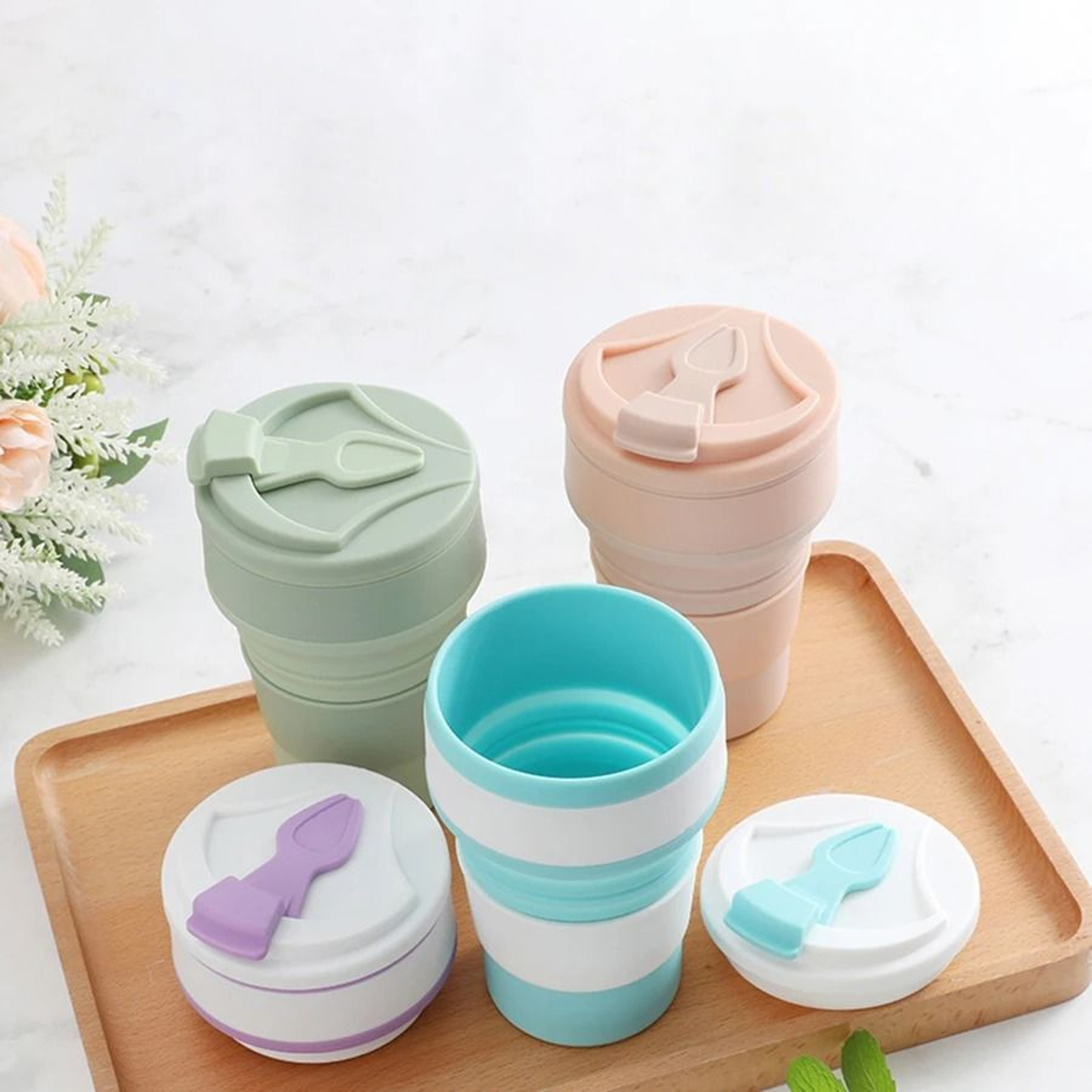 350ML Collapsible Cup Silicone Travel Cup Foldable Coffee Mug With Lid 10