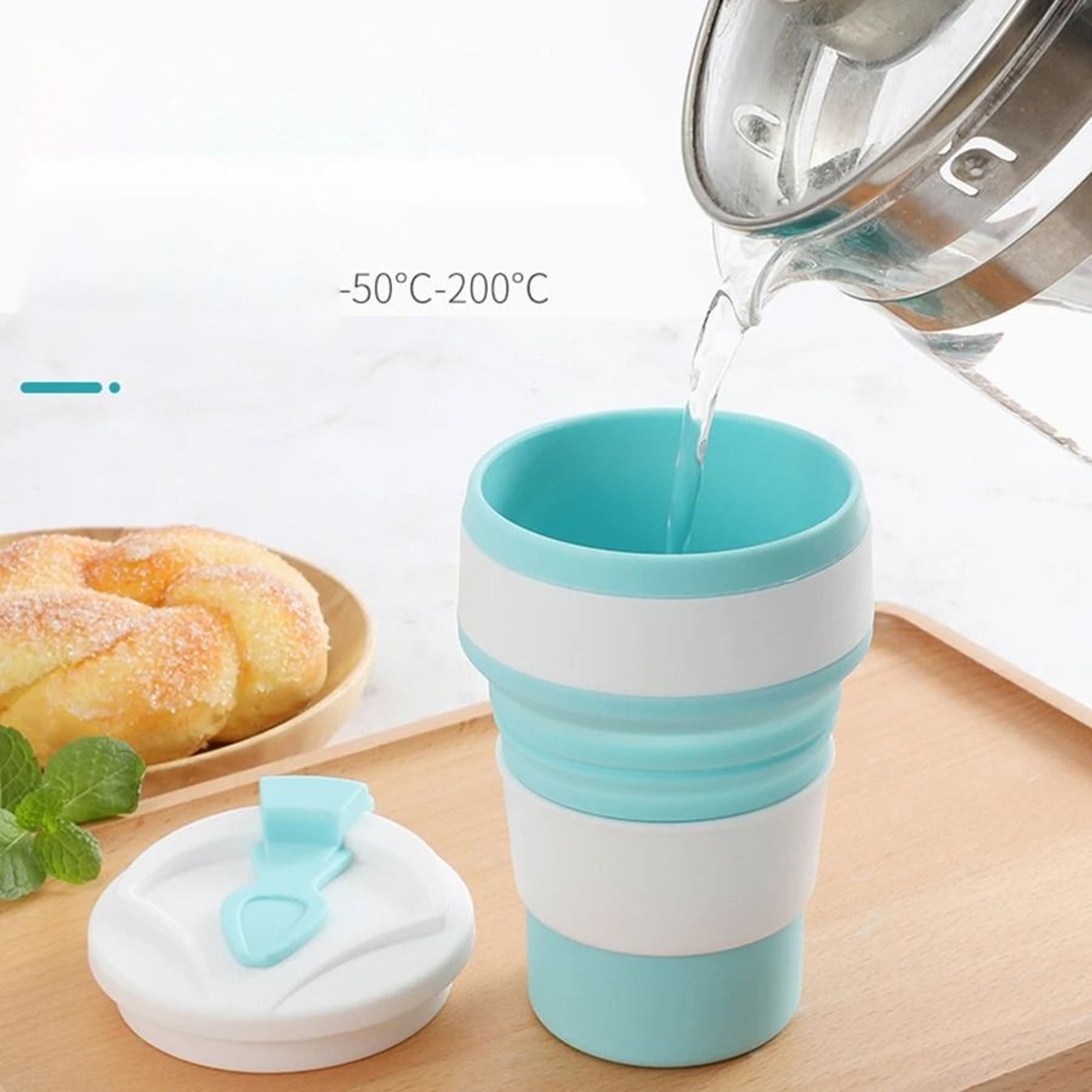350ML Collapsible Cup Silicone Travel Cup Foldable Coffee Mug With Lid 8