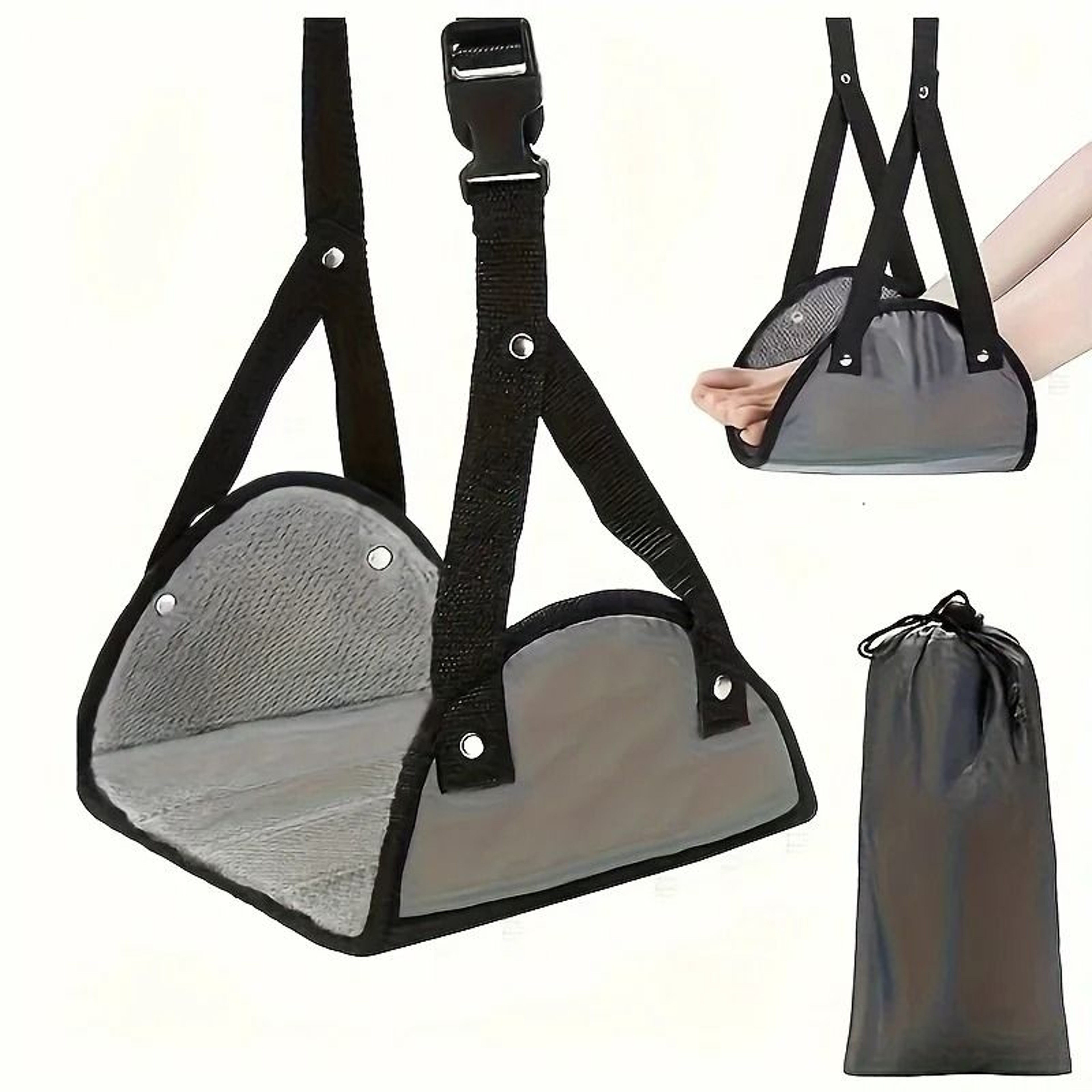 Adjustable Foot Hammock Travel Airplane Footrest Portable Leg Support Sling 3