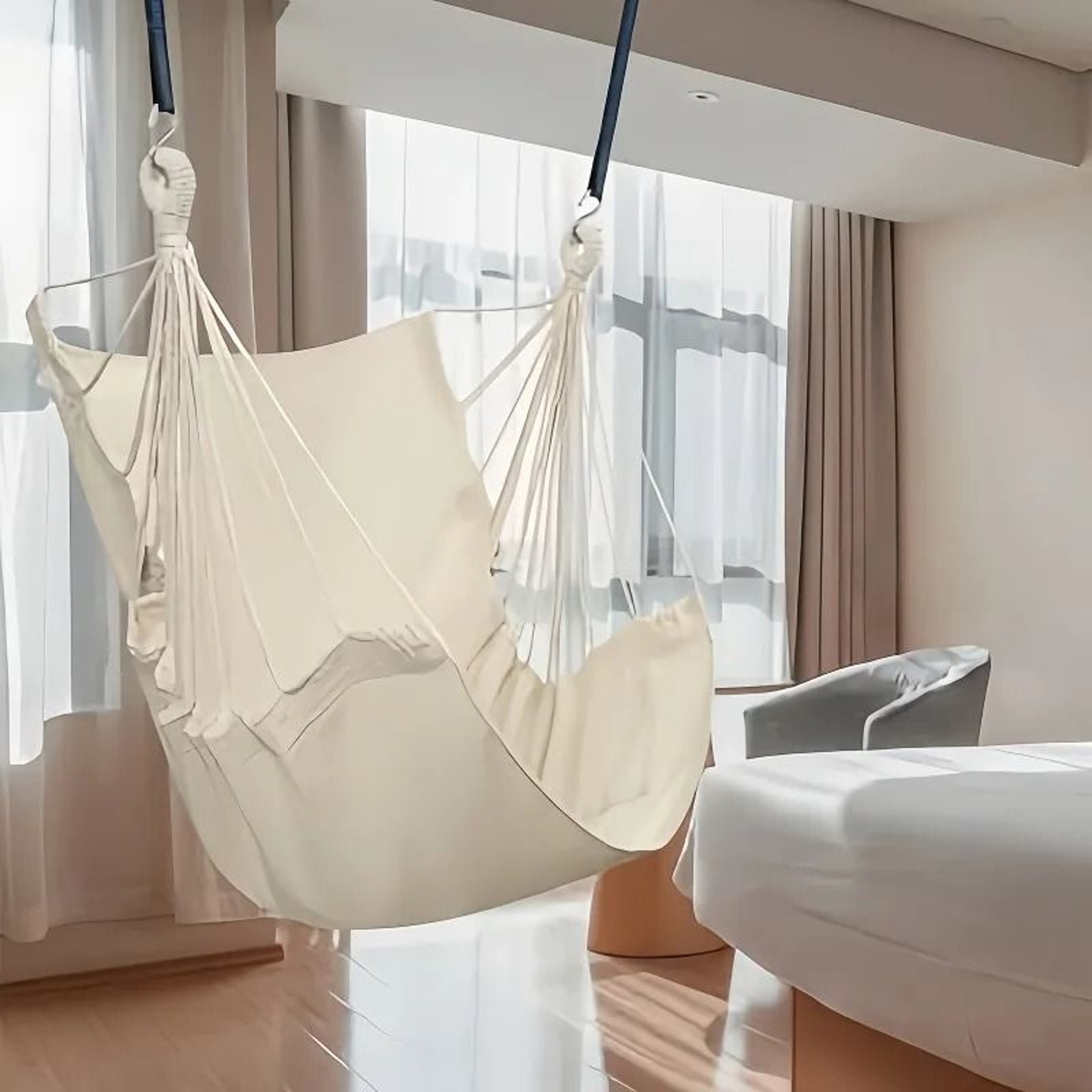 Hammock Chair Hanging Swing Chair Portable Outdoor Fabric Seat With Storage Bag 6
