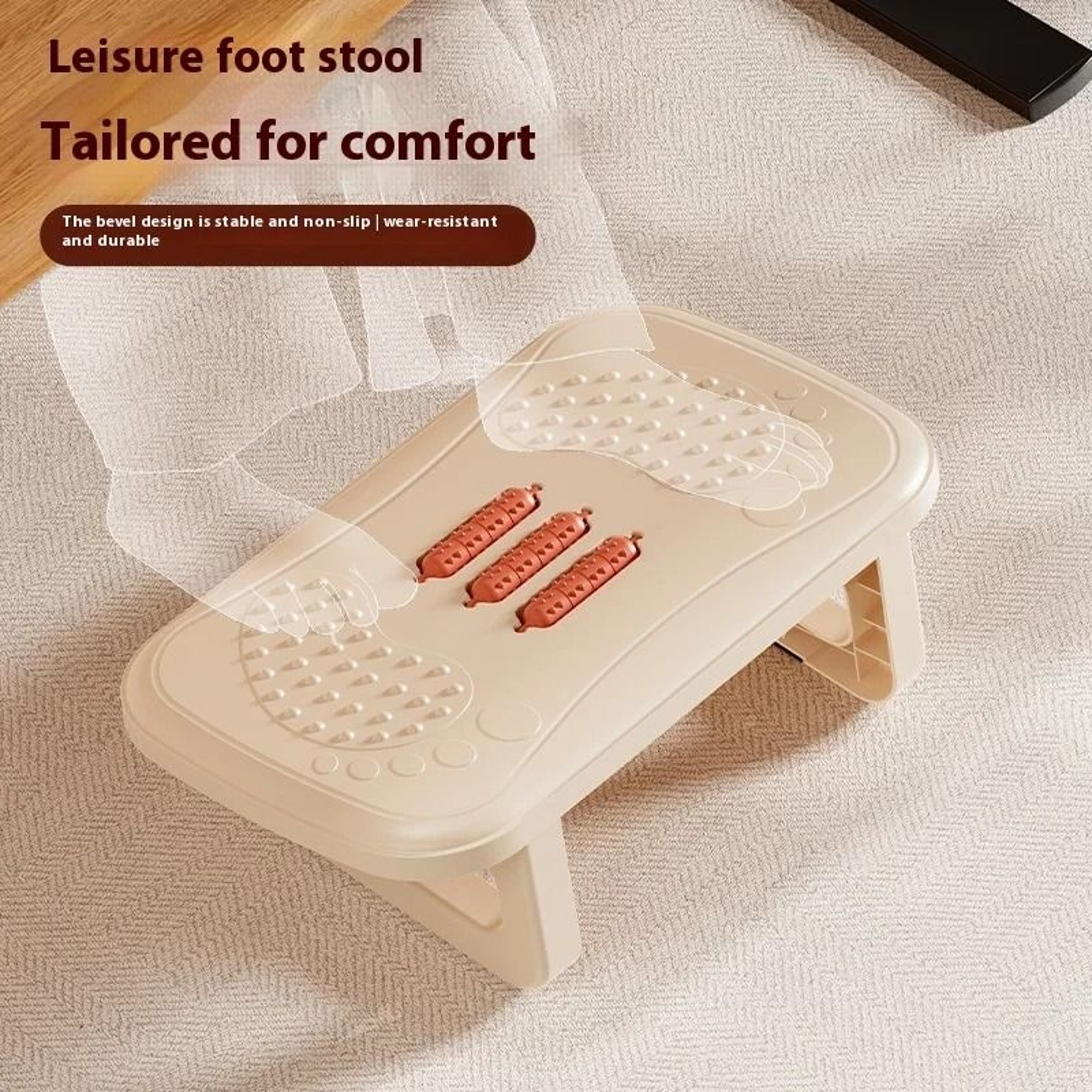 Ergonomic Under Desk Footrest Foot Stool With Massage Rollers For Office 6